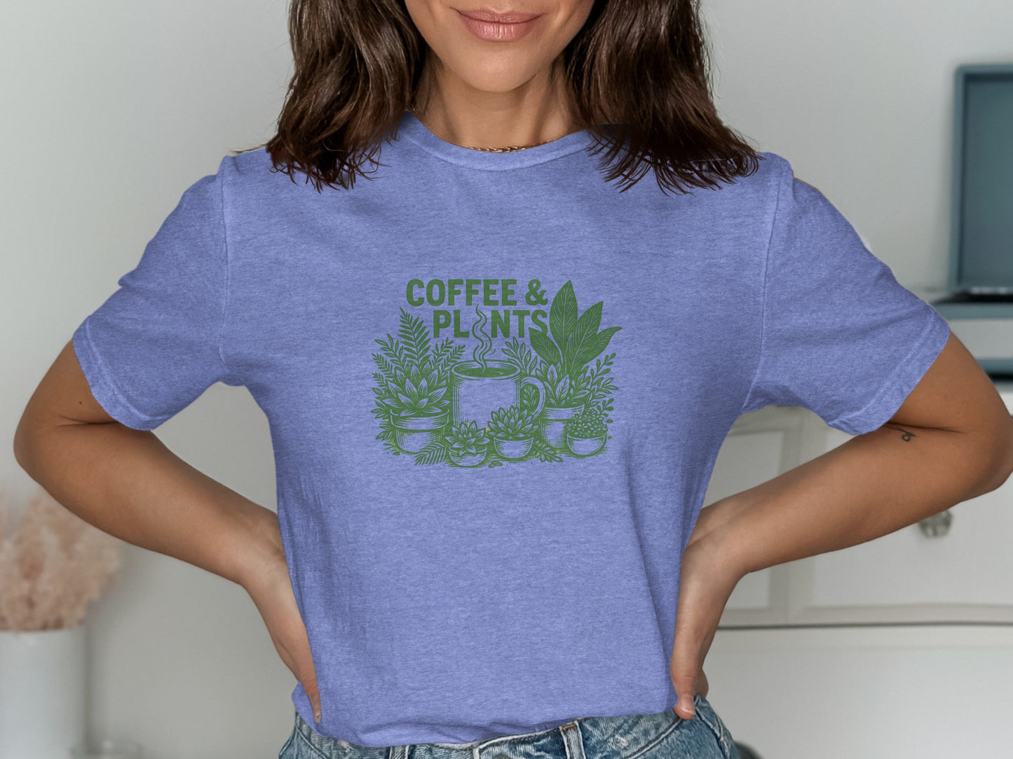 Coffee and Plants Graphic Purple T Shirt product type