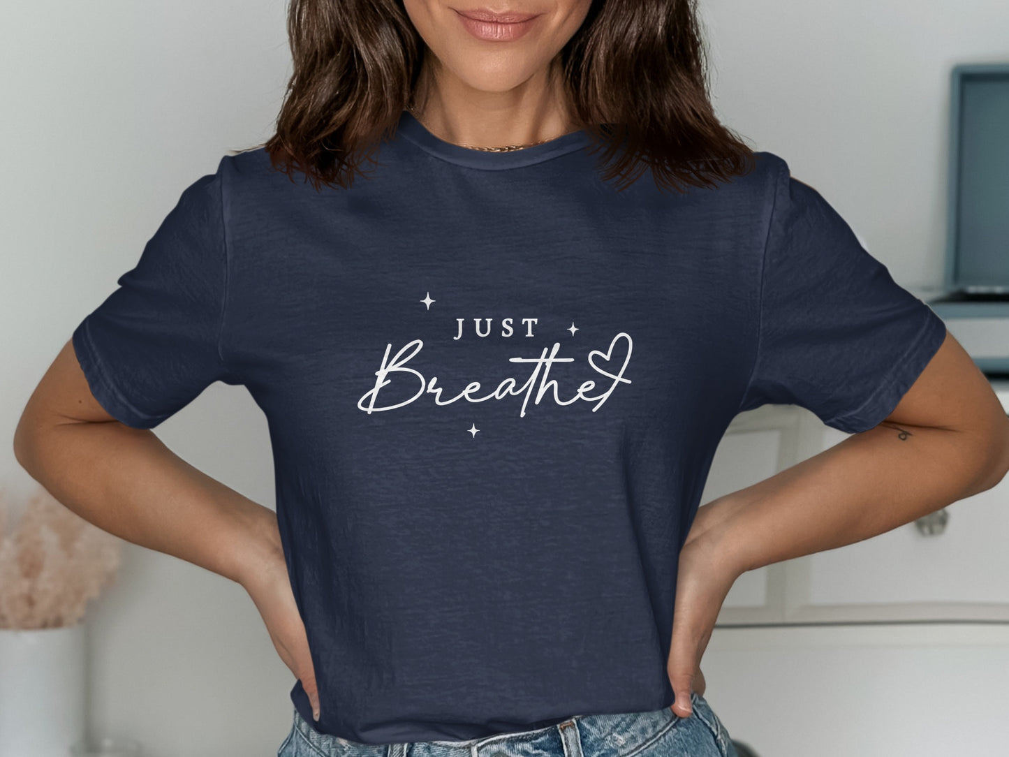 Just Breathe Inspirational Quote T-shirt product type