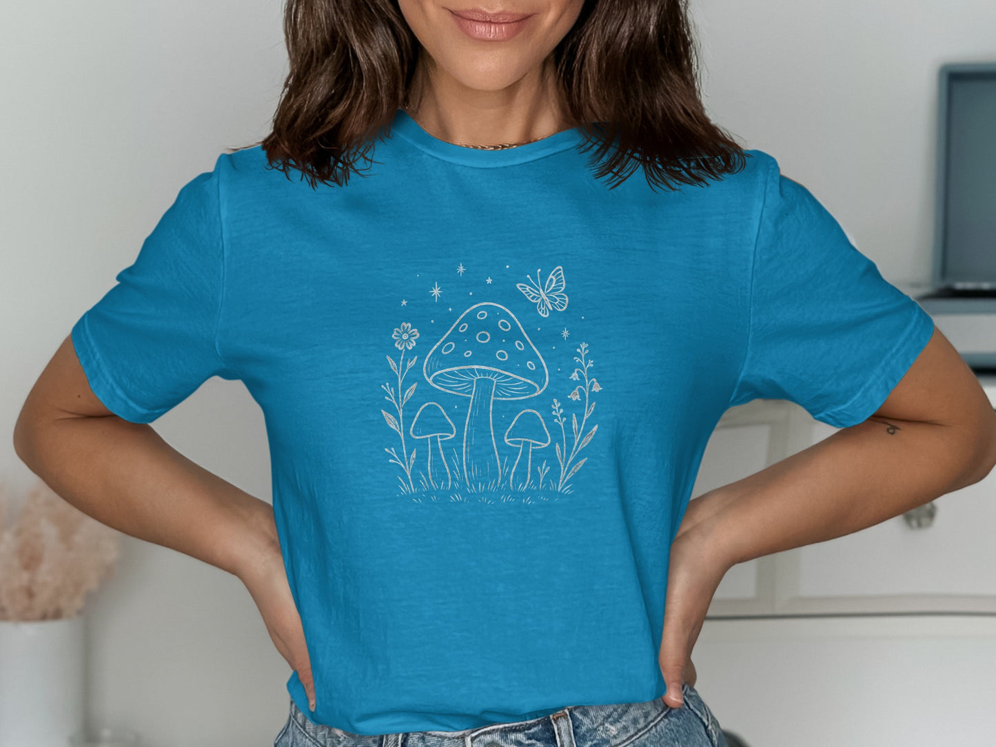Enchanting Mushroom and Butterfly Graphic Tee product