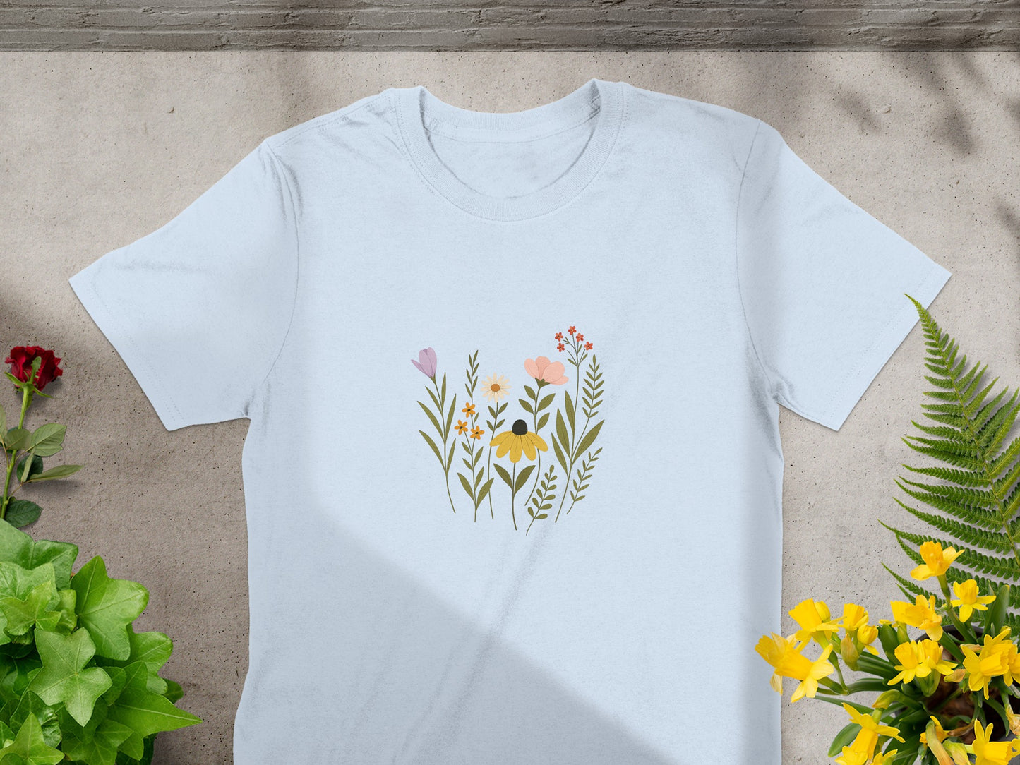 Charming Graphic White Tee with Floral Print product type
