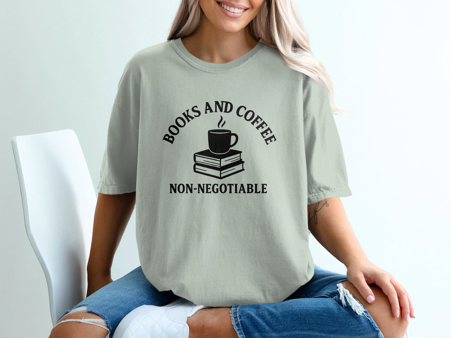 Books And Coffee Non-Negotiable Printed Shirt Product