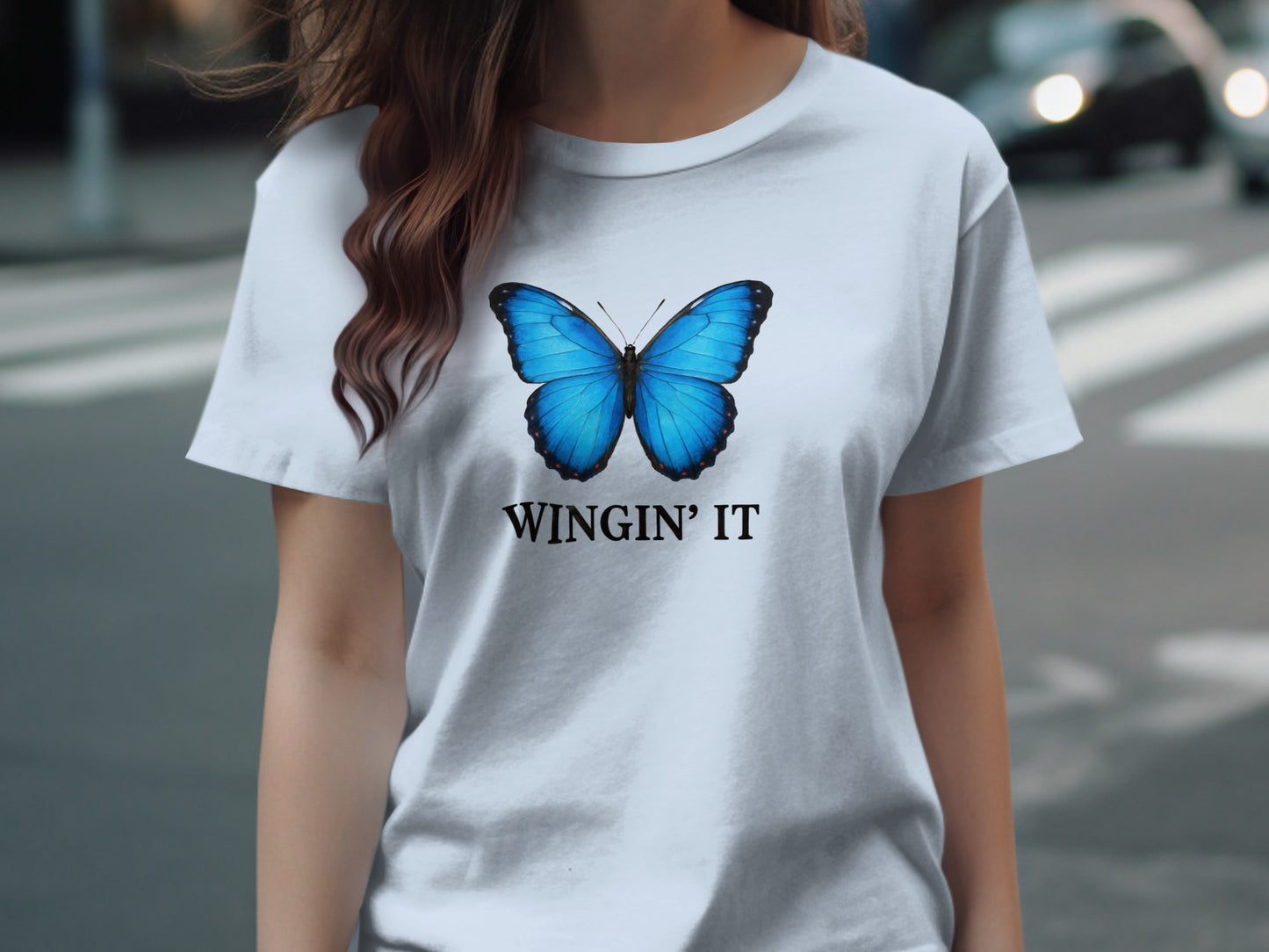 Wingin' It Blue Butterfly Graphic T-Shirt product