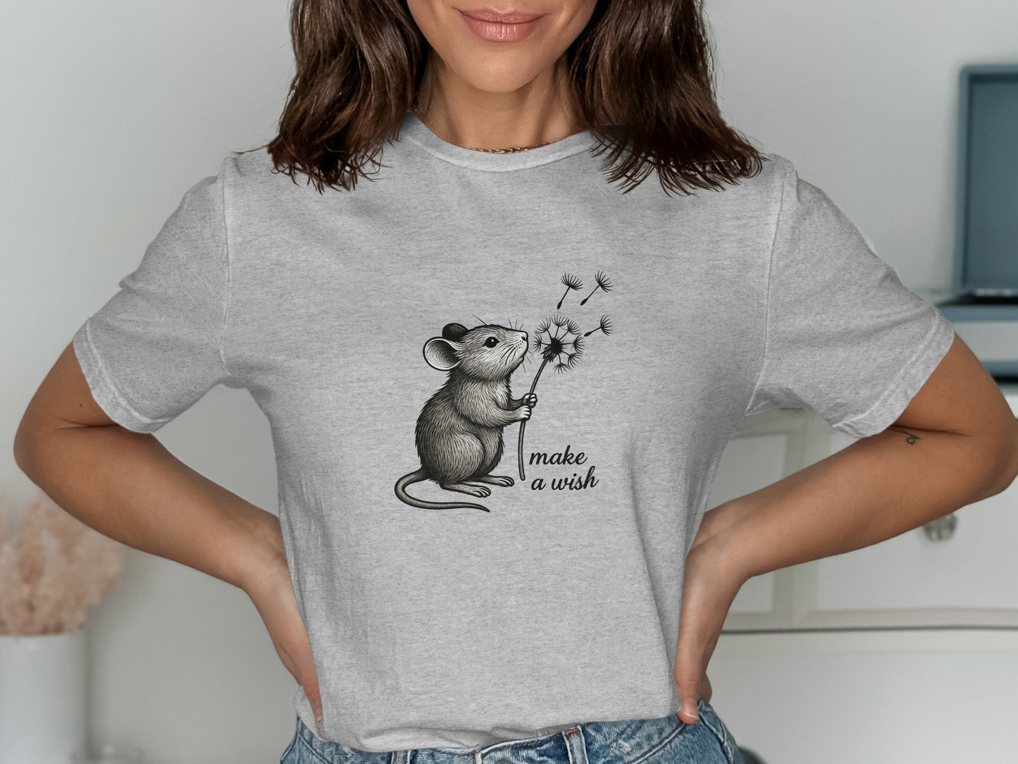 Cute Mouse Make A Wish Printed T-Shirt product type