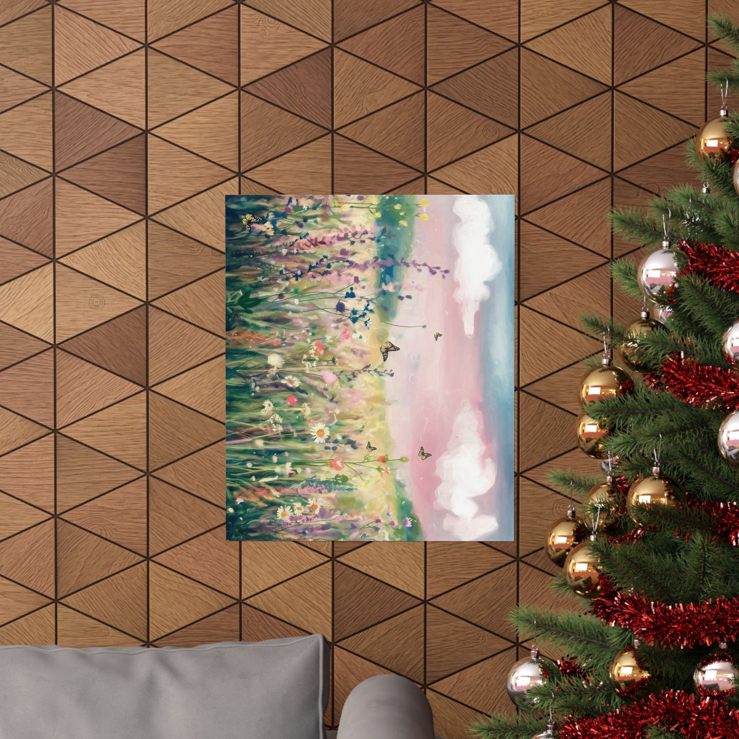 Dreamy Wildflower Meadow At Dawn Watercolor Poster