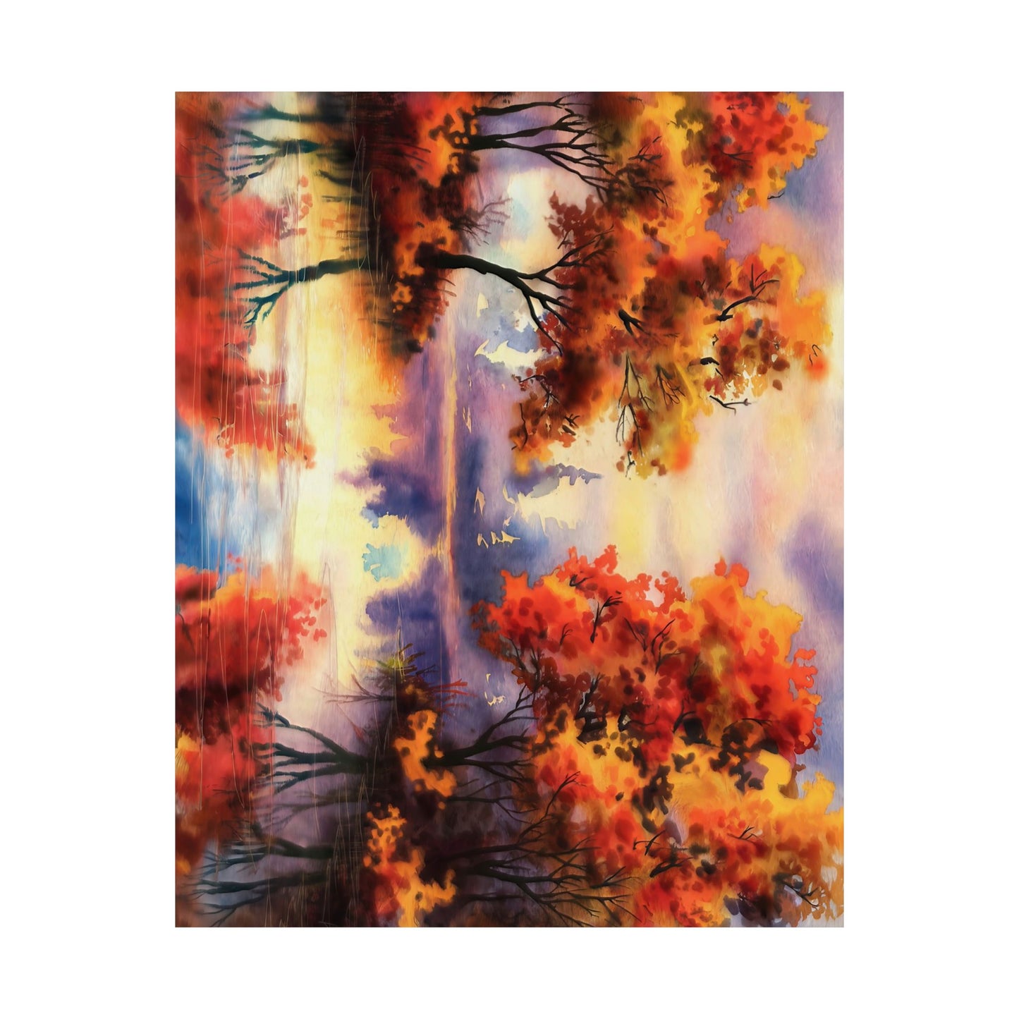 Fall Pond Watercolor Poster