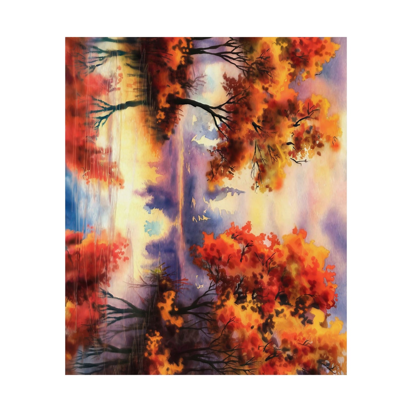 Fall Pond Watercolor Poster