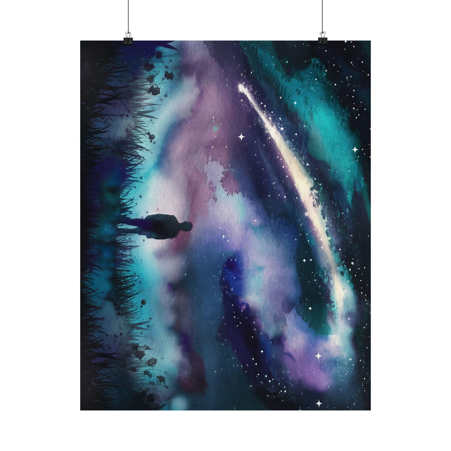 Man Looking Up At Starry Night Poster