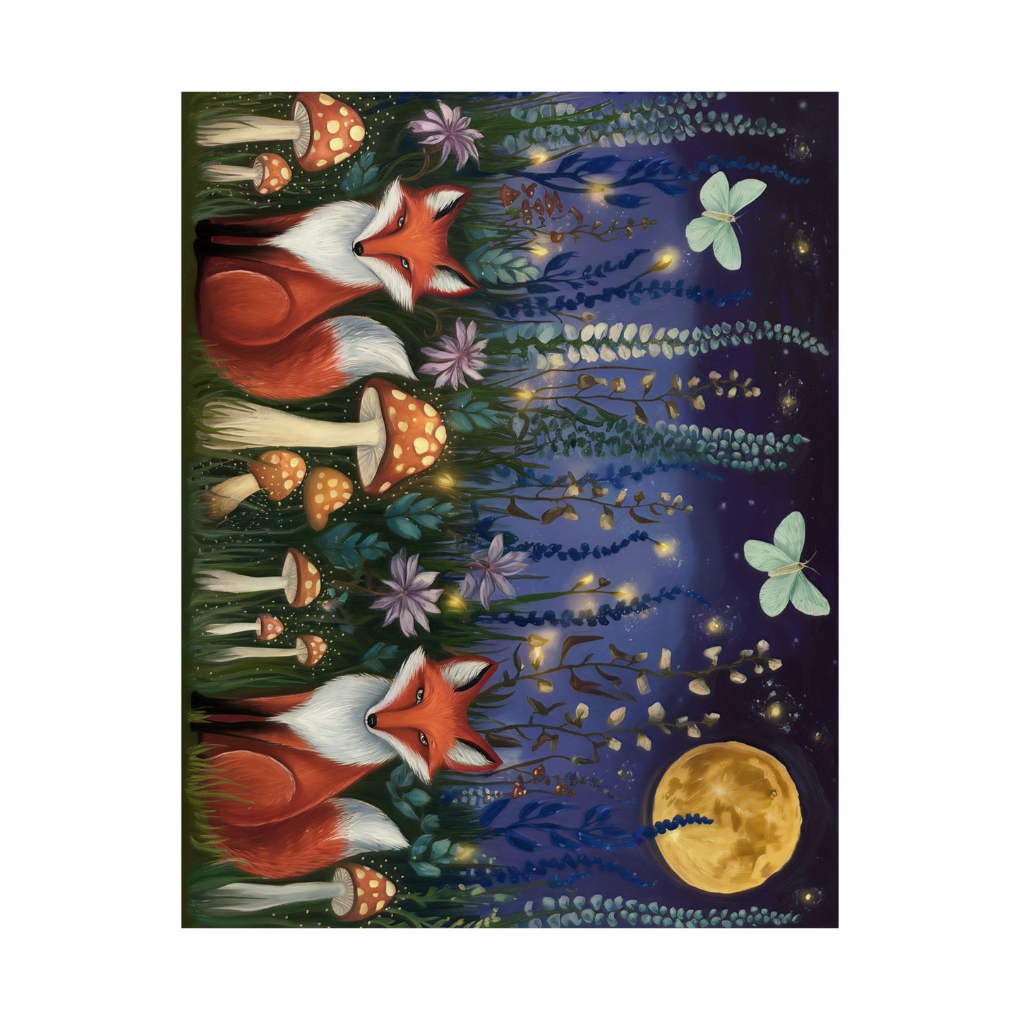 Midnight Woodland Folk Art Poster