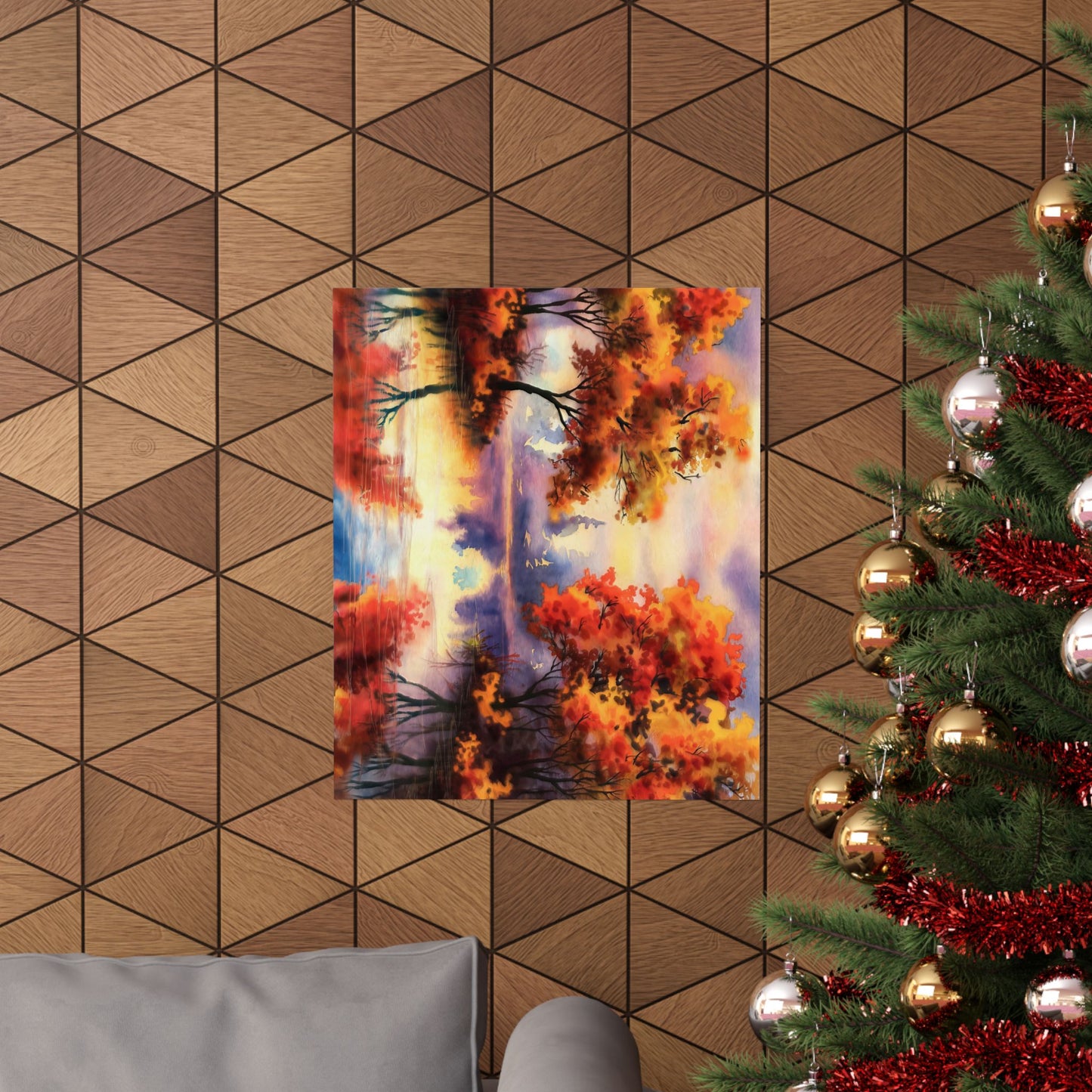 Fall Pond Watercolor Poster