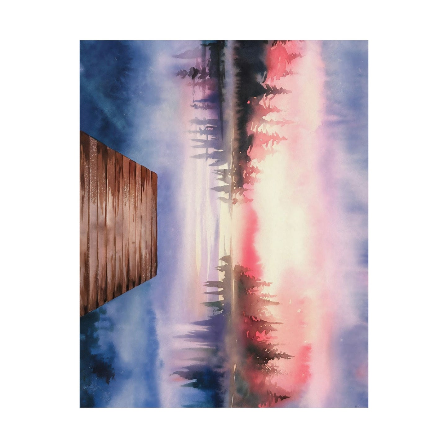 Mountain Lake Dock Watercolor Poster