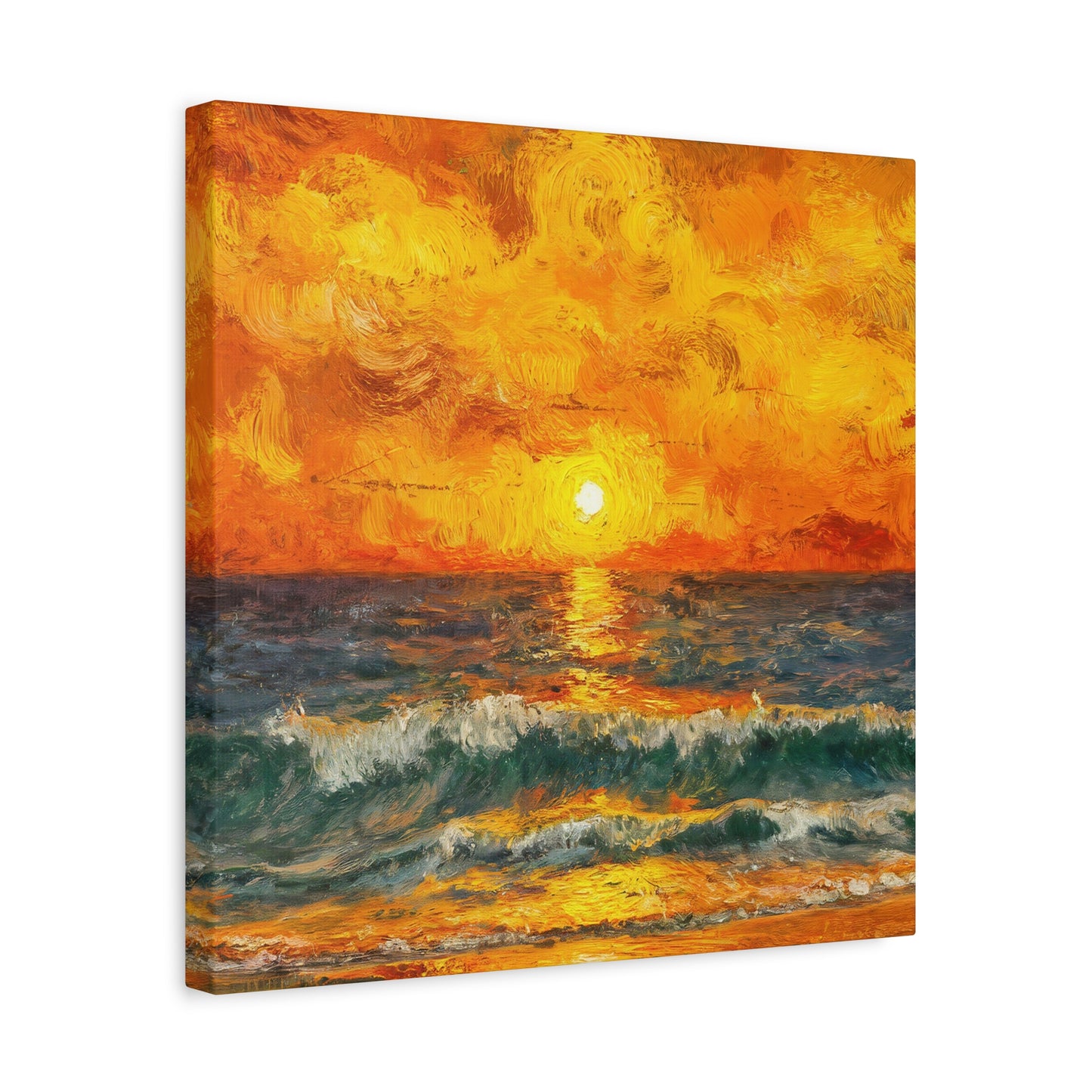 Abstract Ocean Sunset Oil Painting Canvas Wall Art