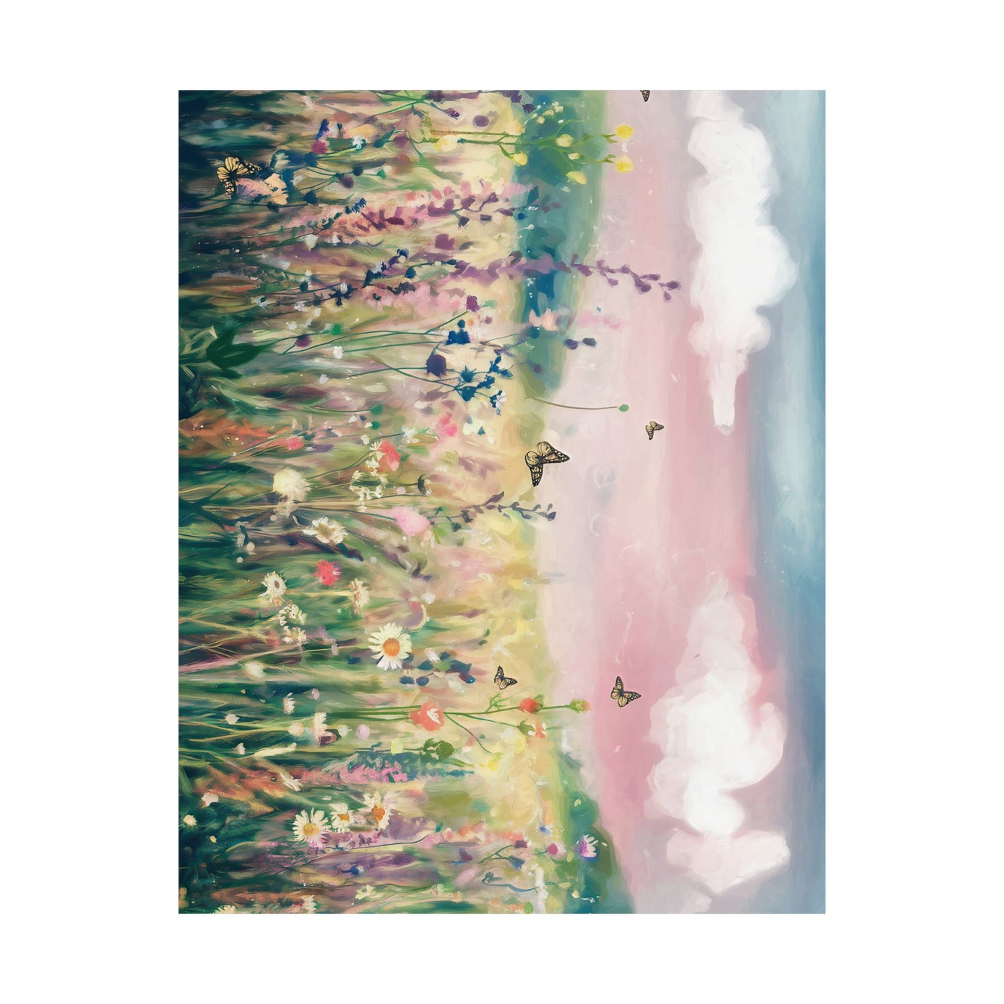 Dreamy Wildflower Meadow At Dawn Watercolor Poster