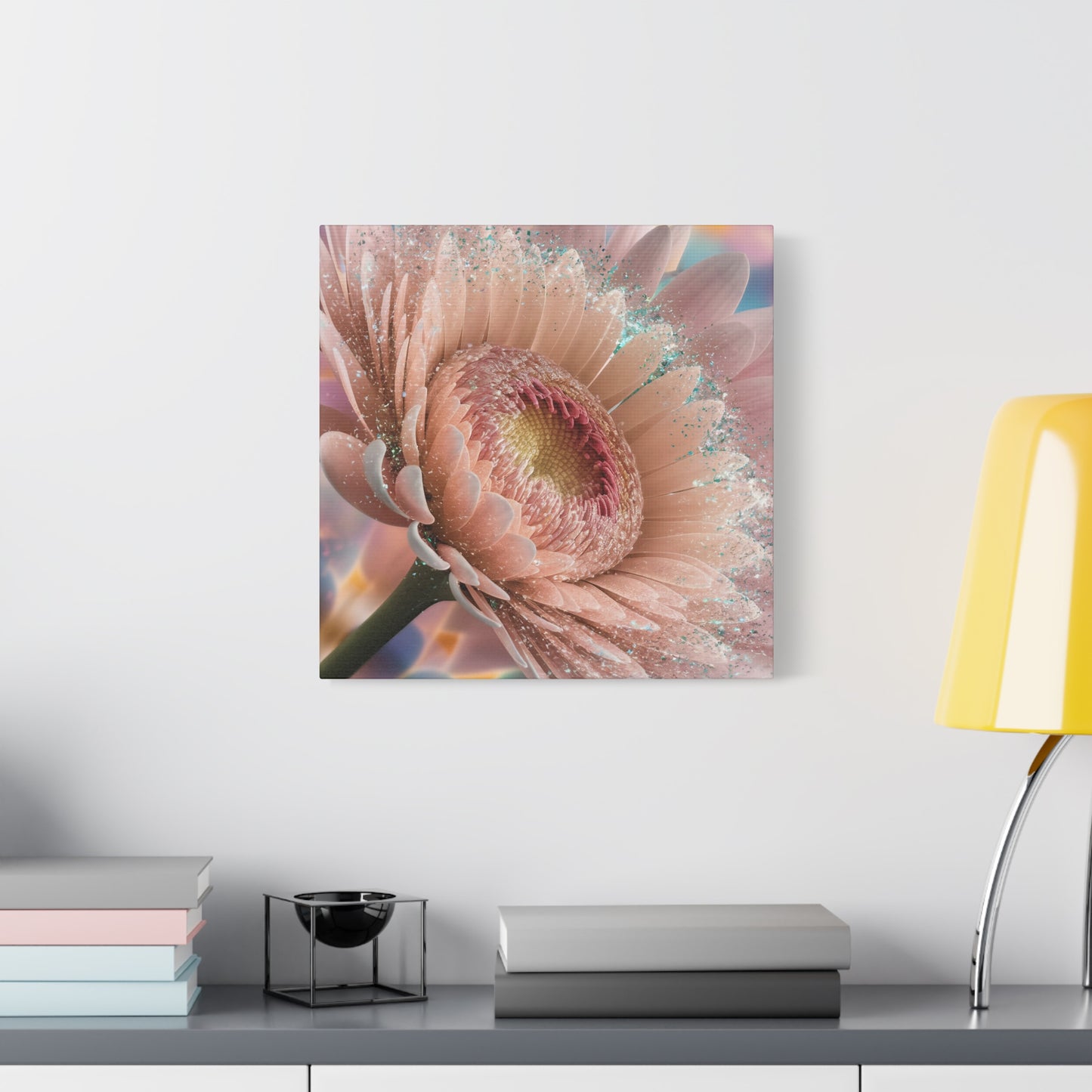 Glitter Pink Flower Canvas Wall Art