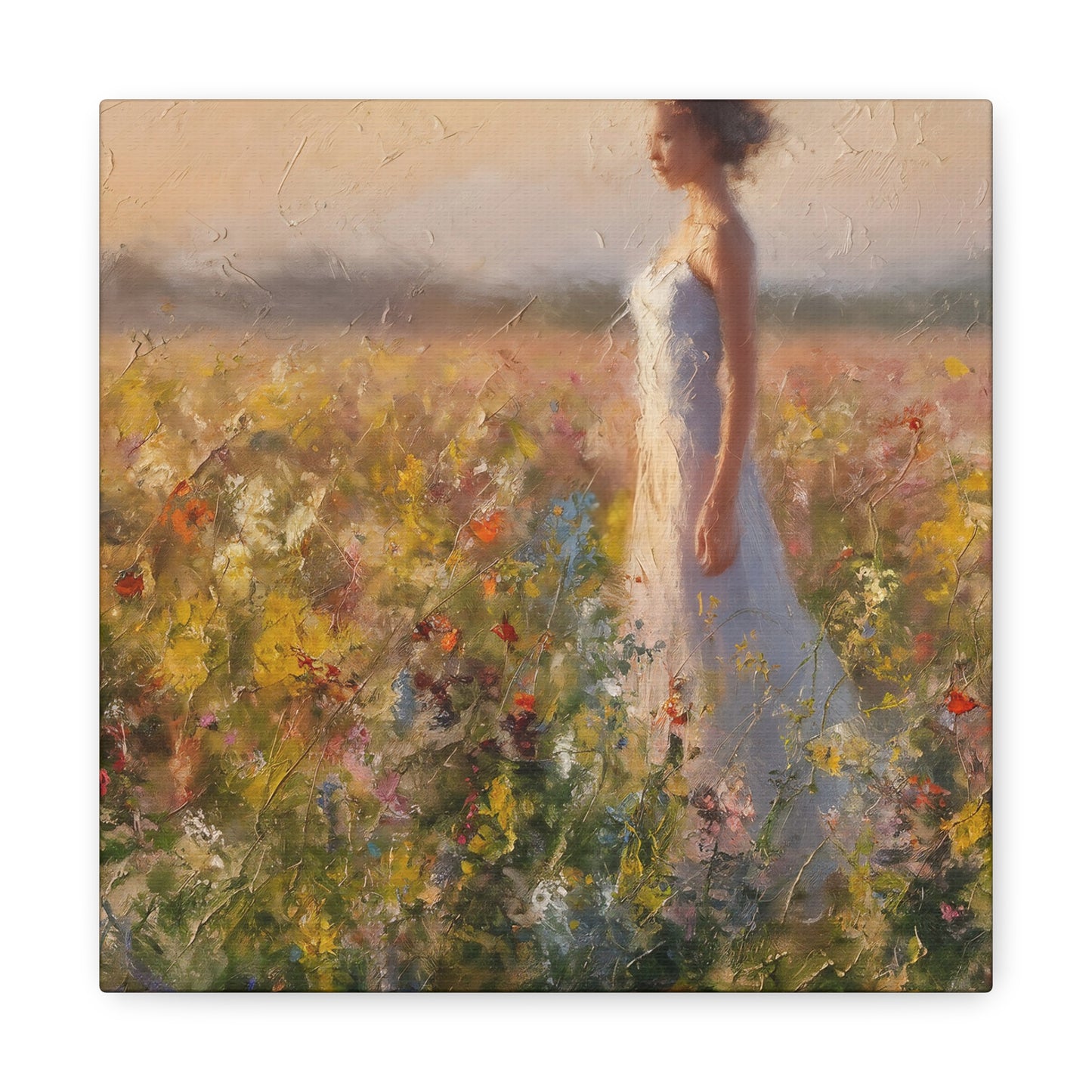 Woman In Field Oil Painting Canvas Wall Art