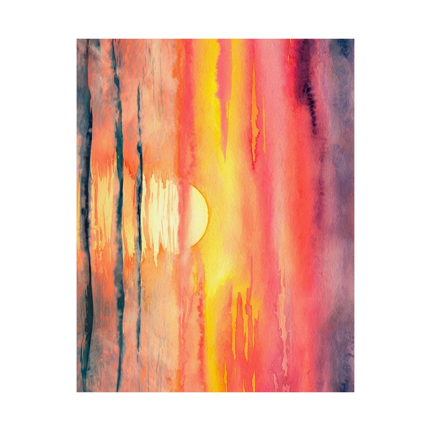 Ocean Sunset Watercolor Poster