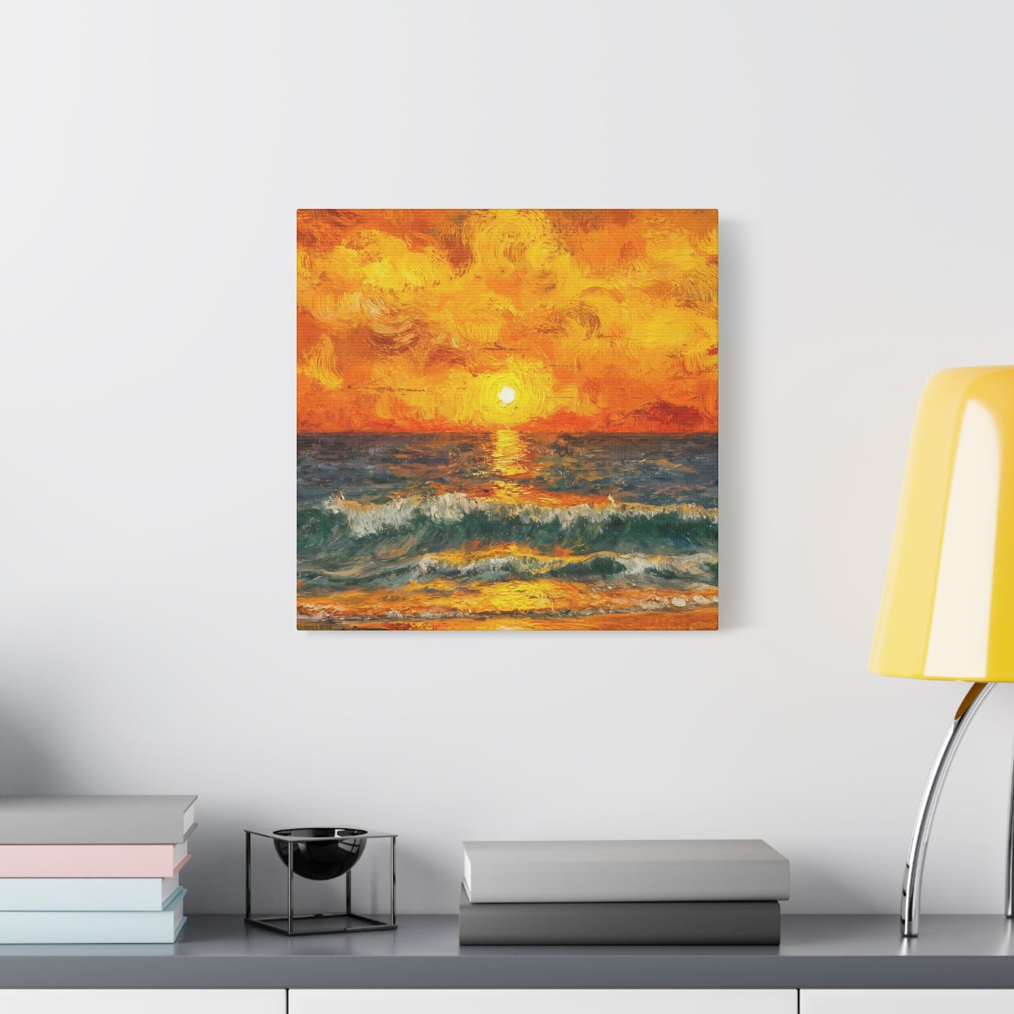 Abstract Ocean Sunset Oil Painting Canvas Wall Art