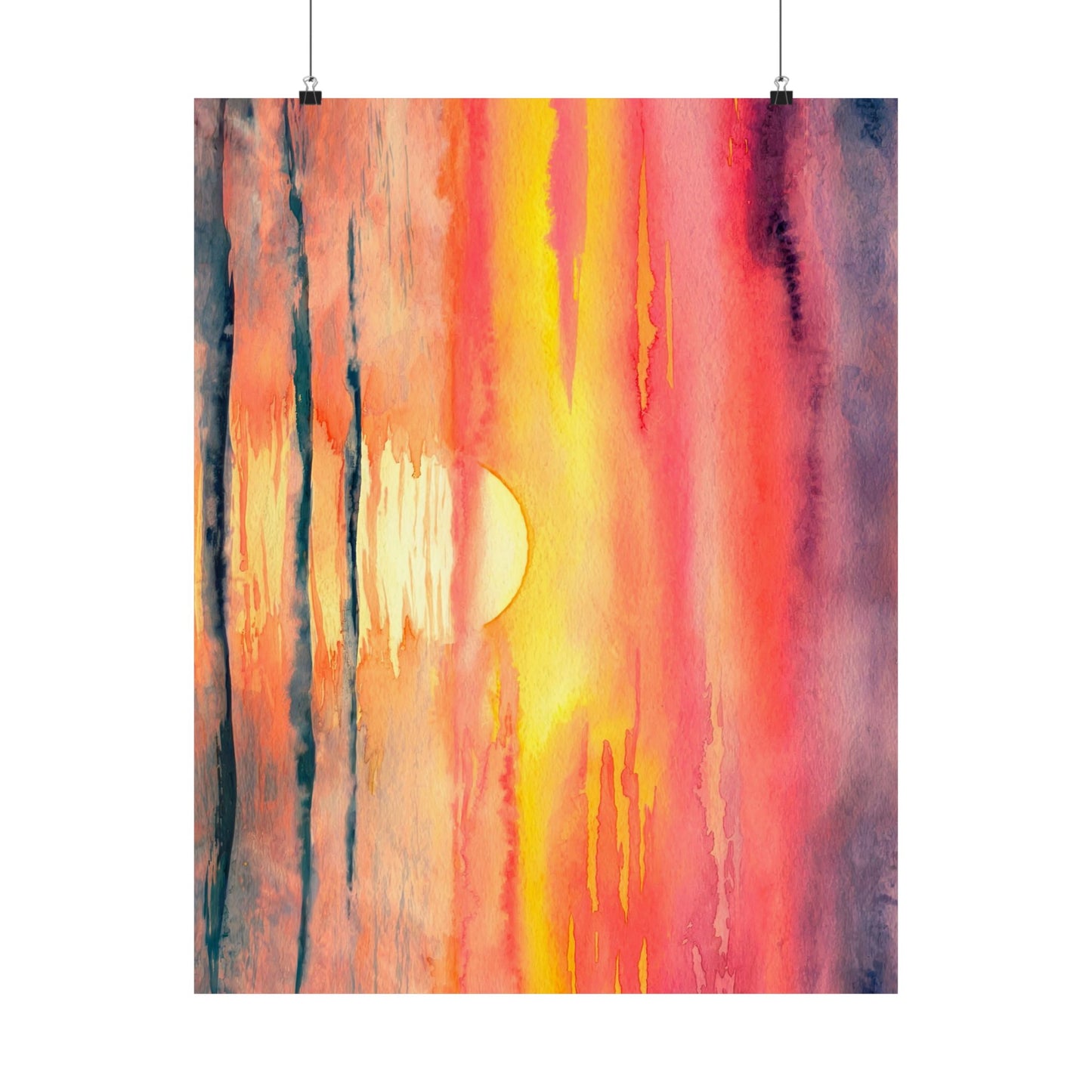 Ocean Sunset Watercolor Poster