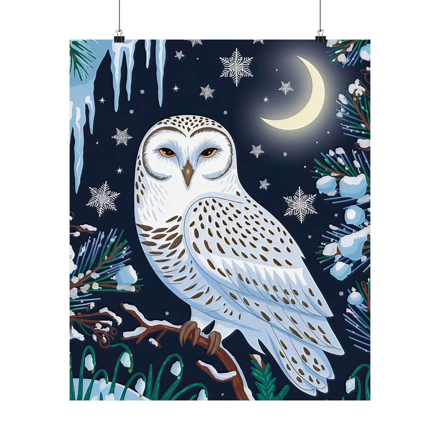 Snow Owl On A Winter`s Night Poster