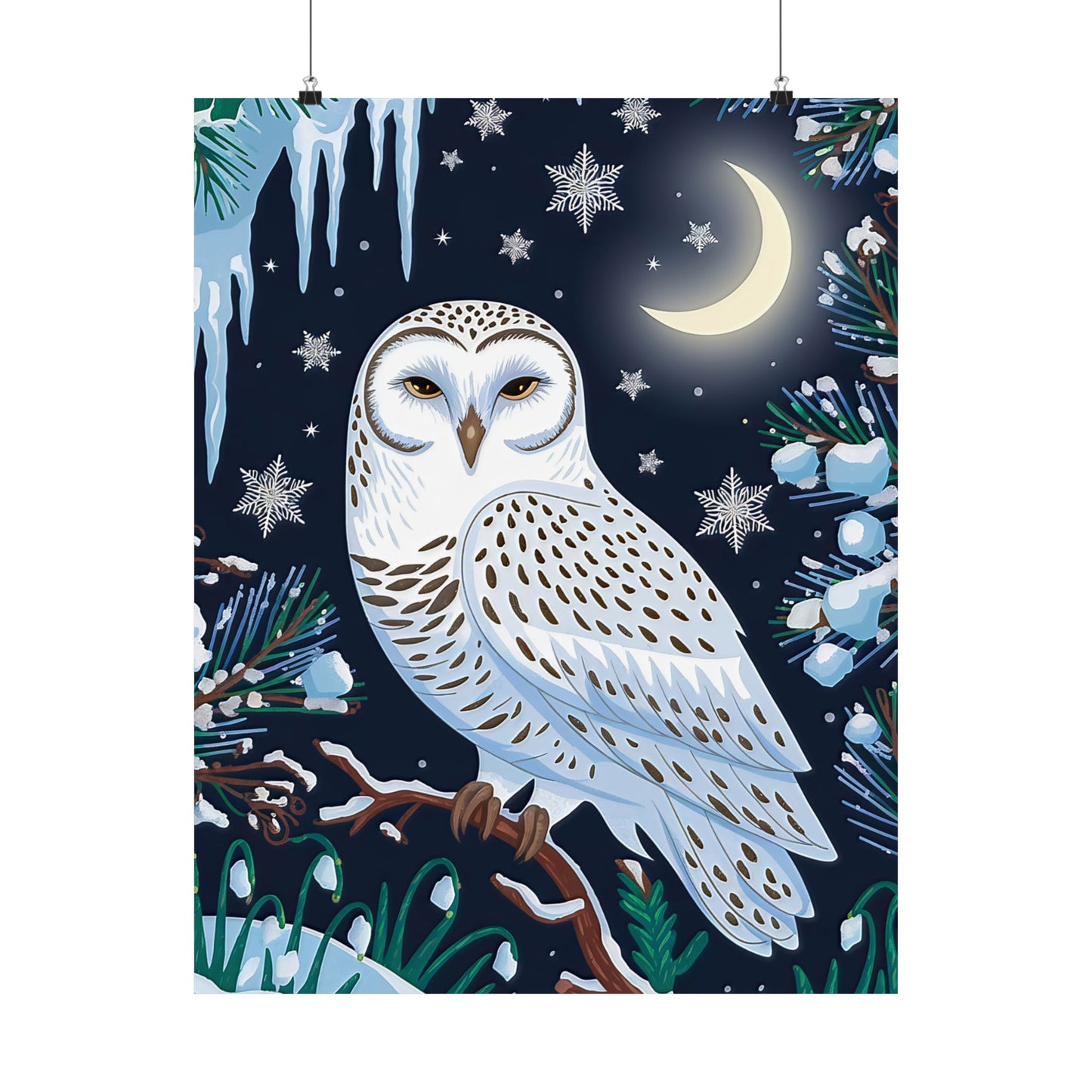 Snow Owl On A Winter`s Night Poster