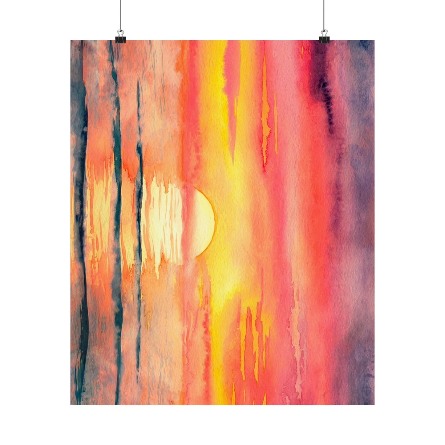 Ocean Sunset Watercolor Poster