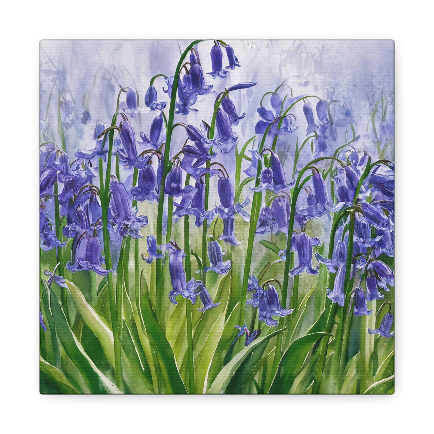 Bluebell Flowers Watercolor Canvas Wall Art