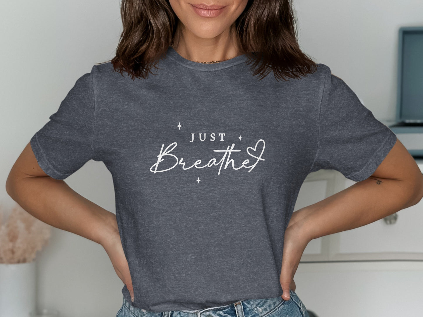 Just Breathe Heart Graphic Comfort Tee product type
