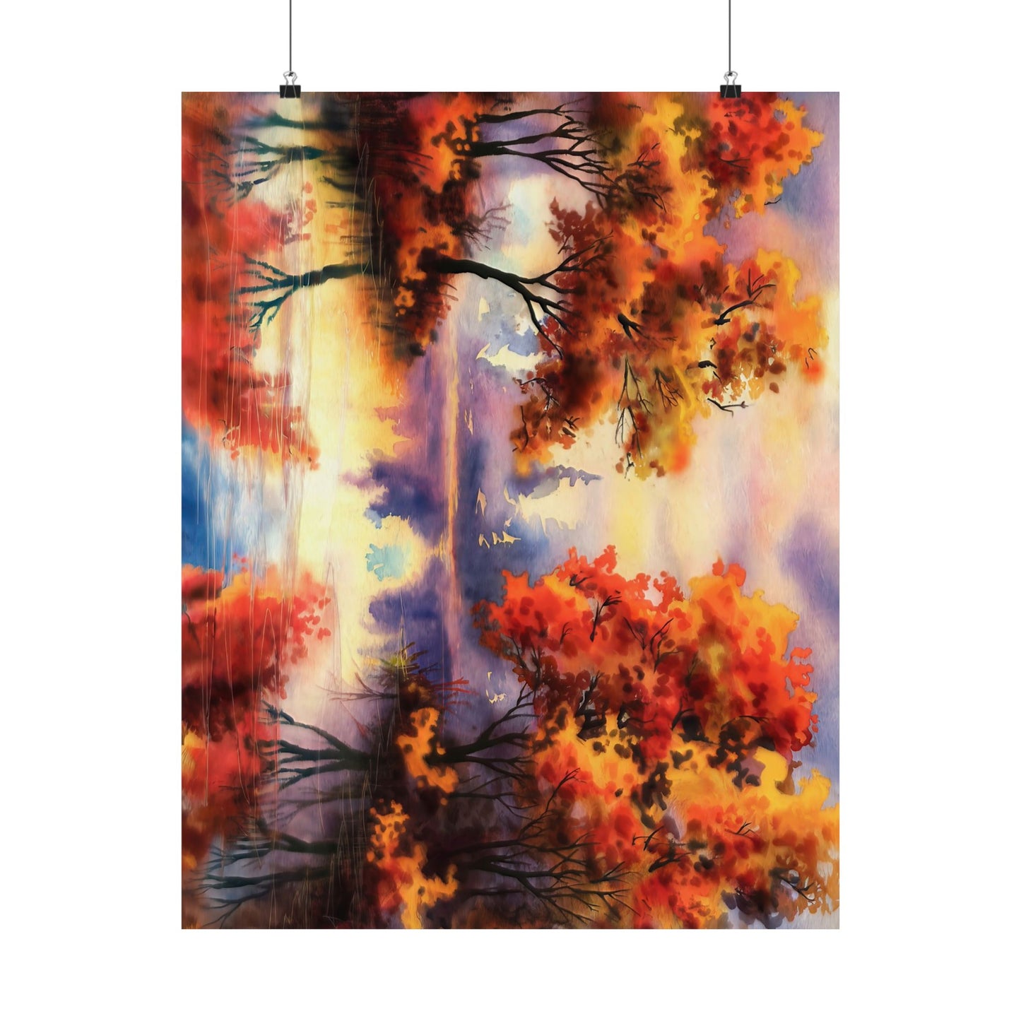 Fall Pond Watercolor Poster