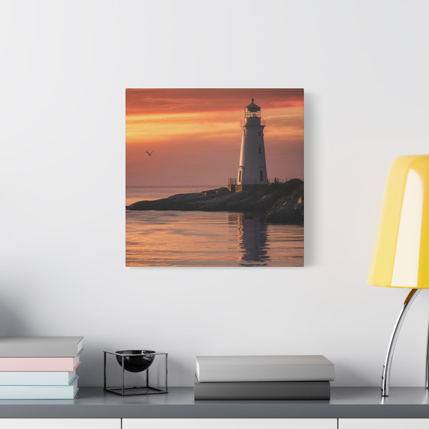 Lighthouse Sunset Canvas Wall Art