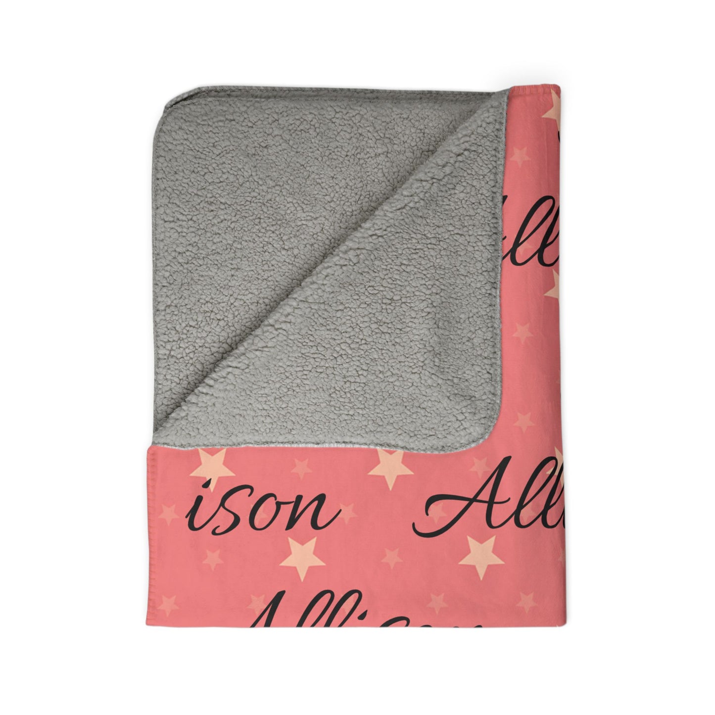 Custom Name with Stars Blanket | Pink Girls Personalized Sherpa Blanket