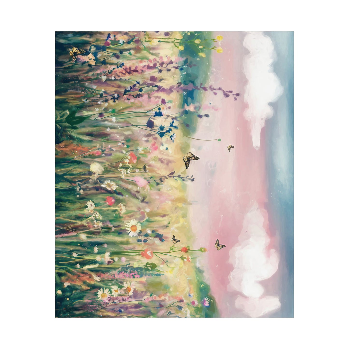 Dreamy Wildflower Meadow At Dawn Watercolor Poster