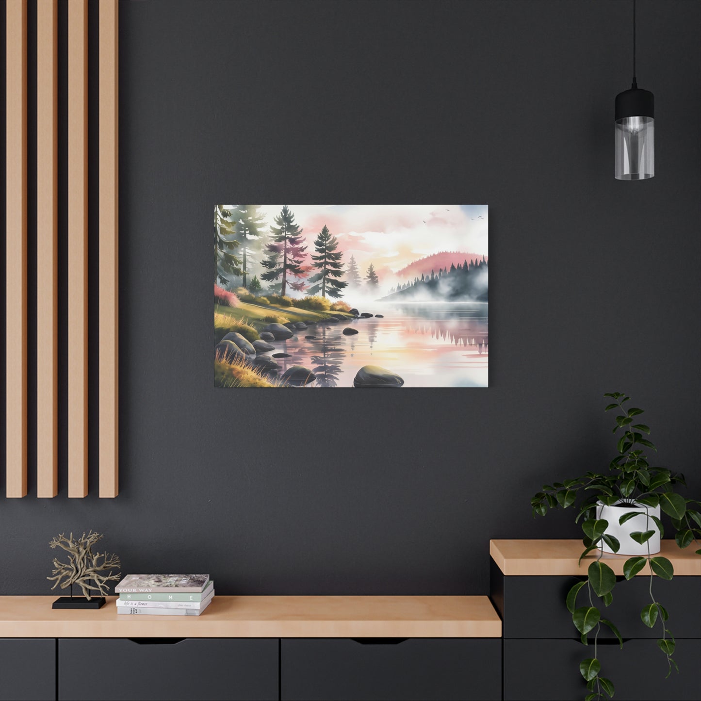 Moutain Sunrise Watercolor Canvas Print