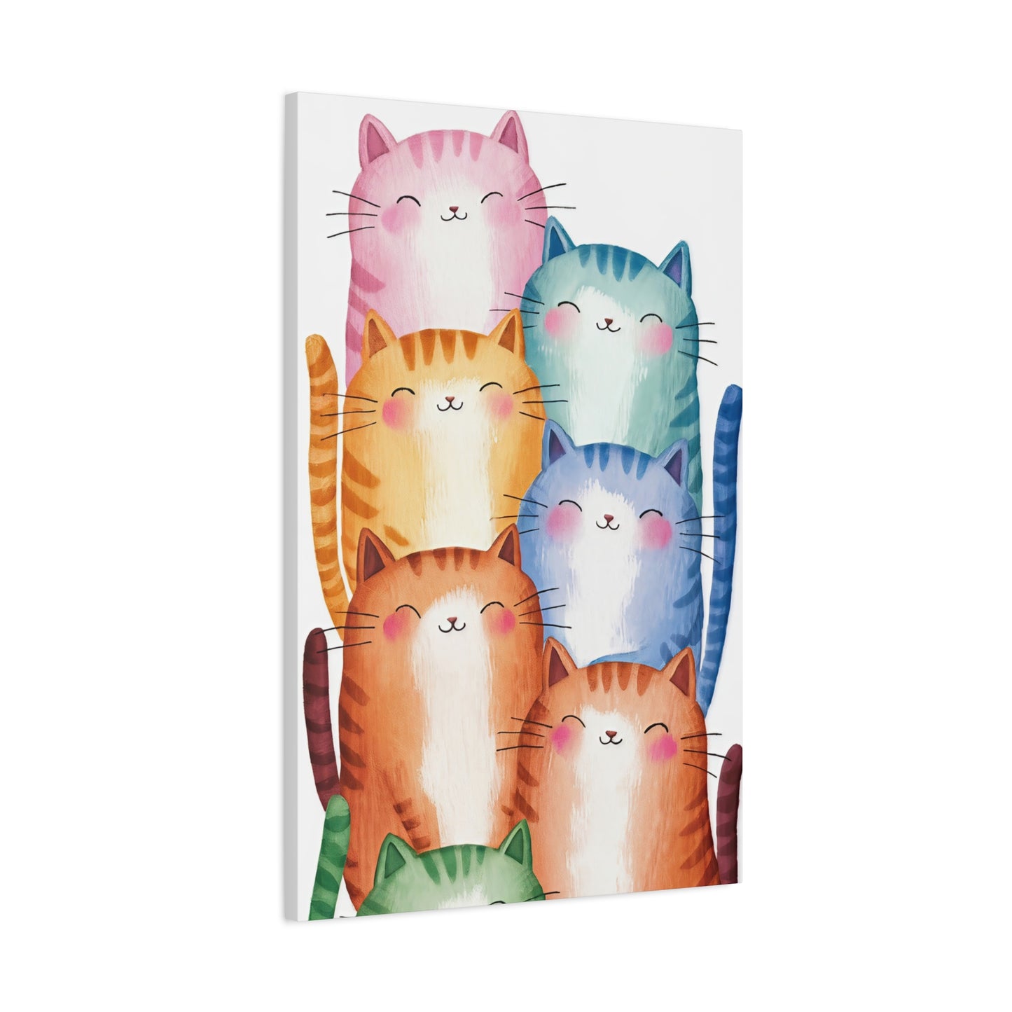 Stacked Cats Canvas Wall Art