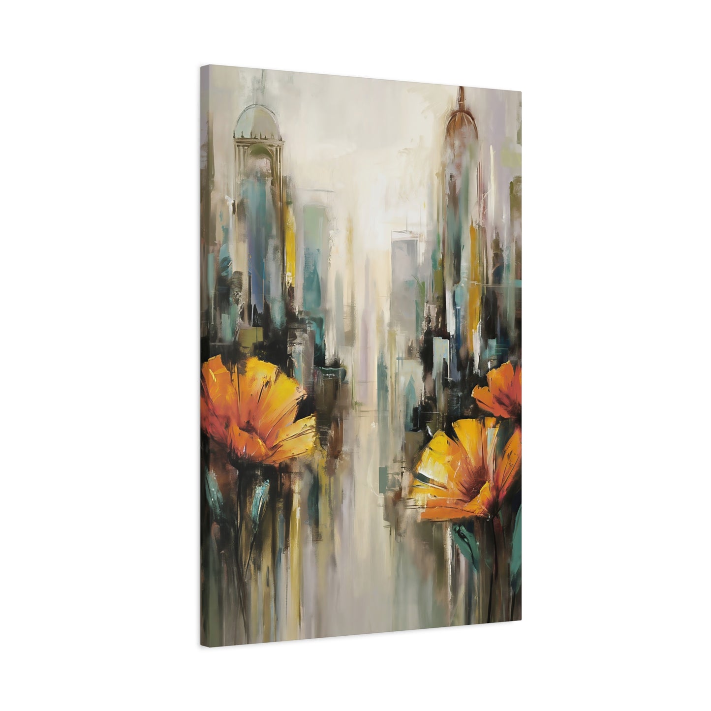 Flowers In The City Canvas Wall Art