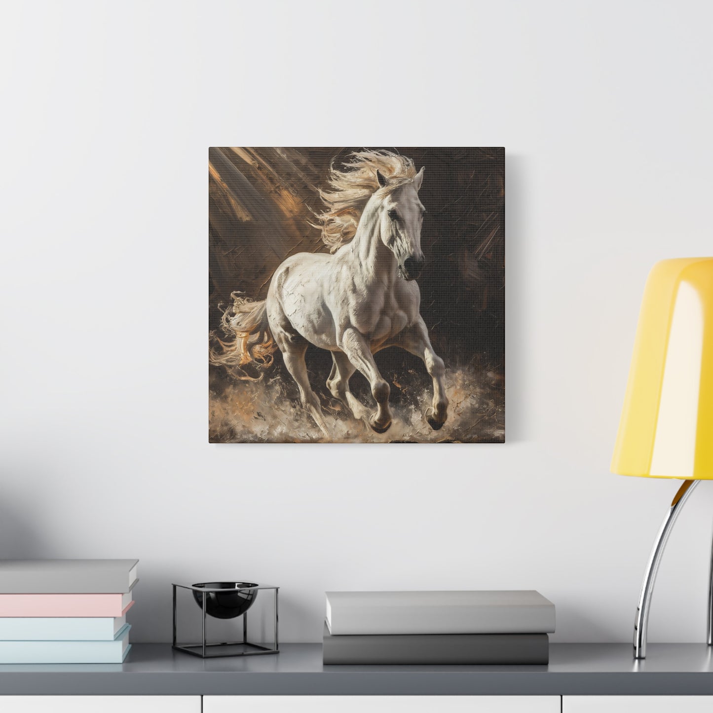 White Horse Oil Painting Canvas Wall Art