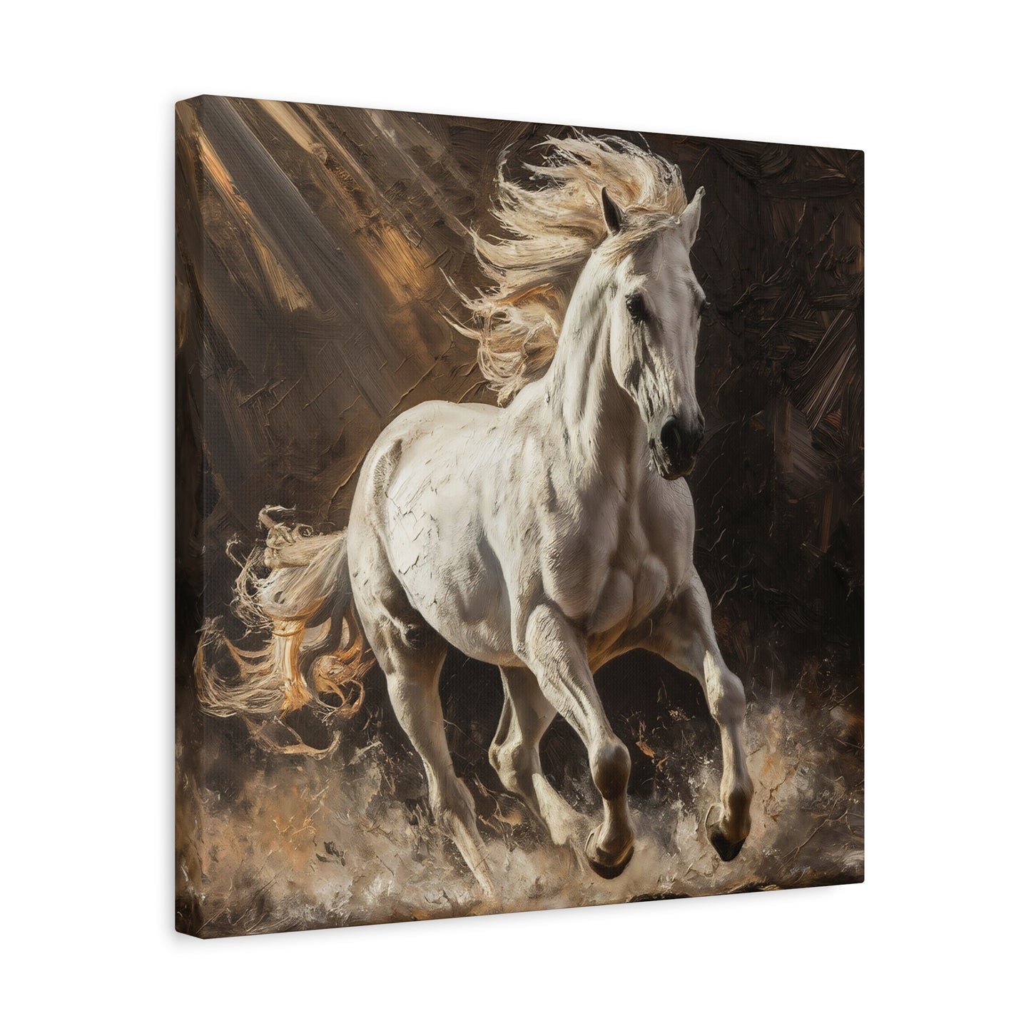 White Horse Oil Painting Canvas Wall Art