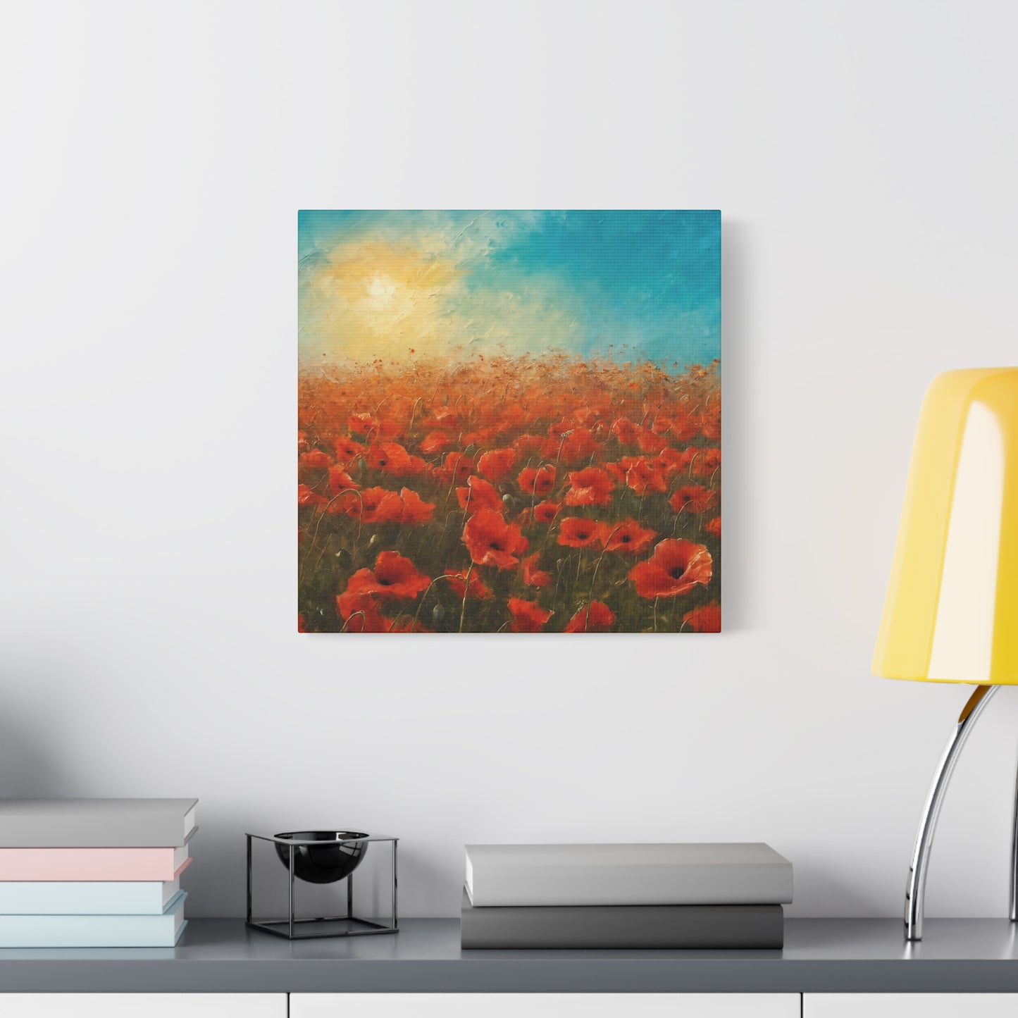 Field Of Red Poppies Canvas Wall Art