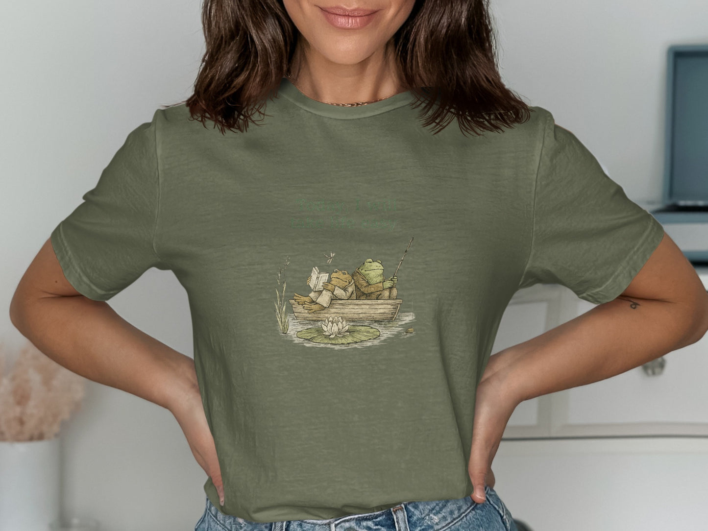 Charming Frog and Dragonfly Green Graphic T-Shirt product