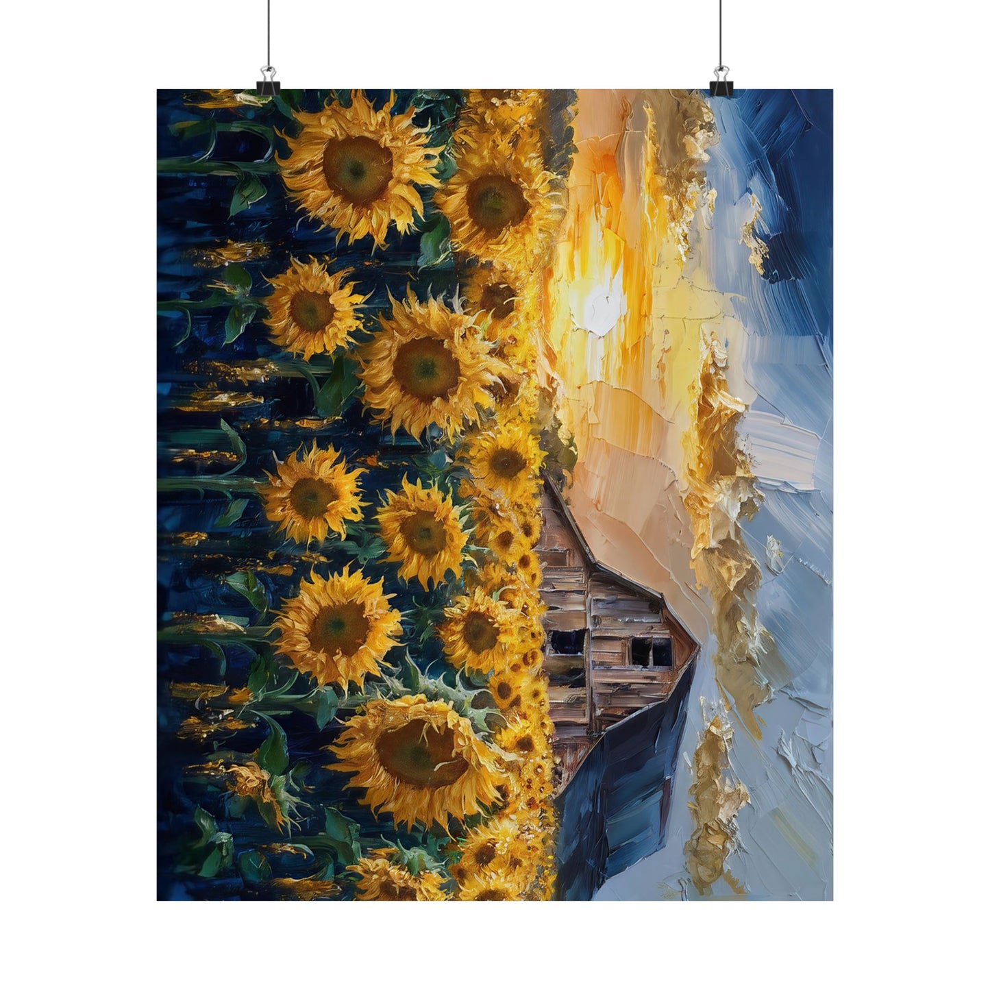 Sunflower Fields Oil Painting Poster