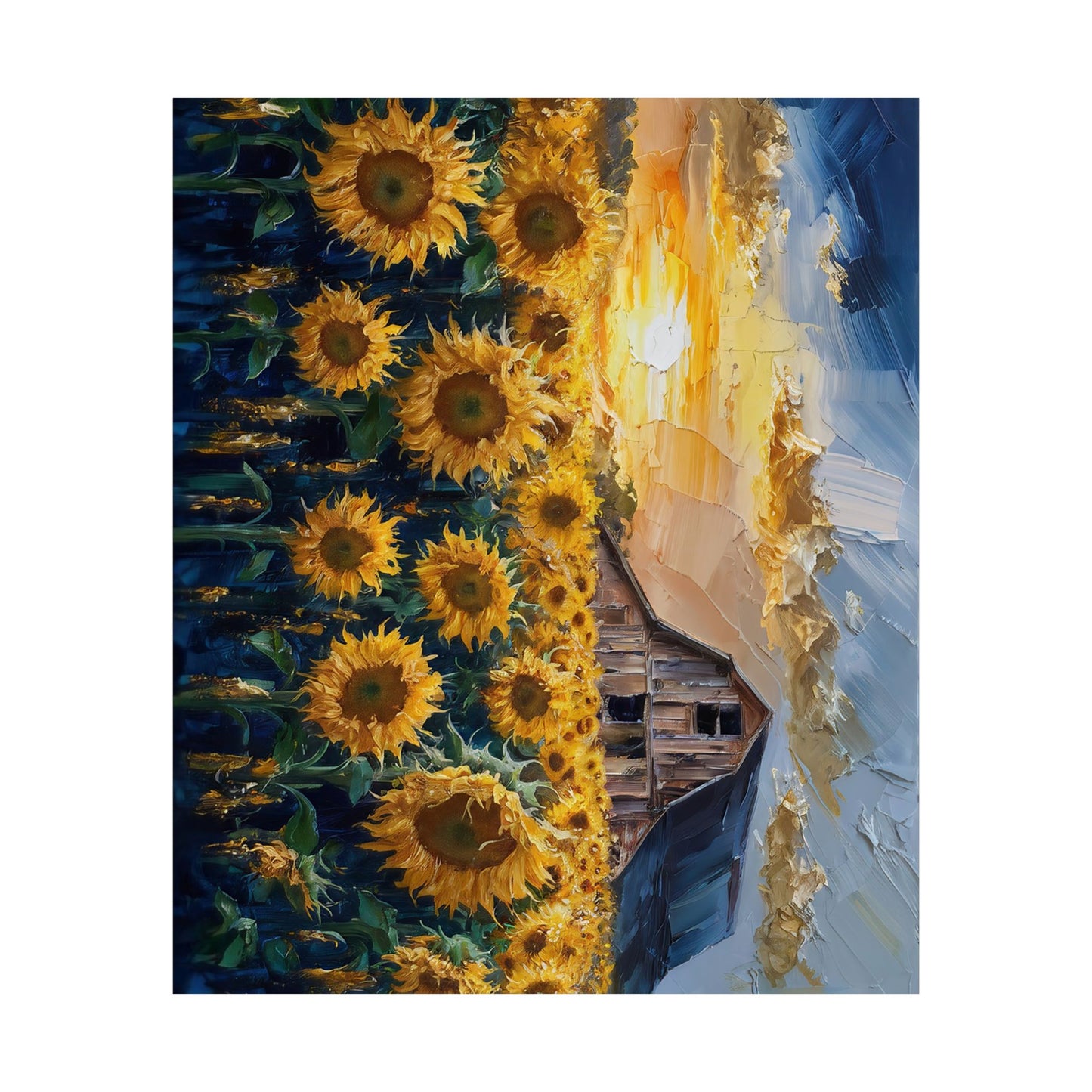 Sunflower Fields Oil Painting Poster