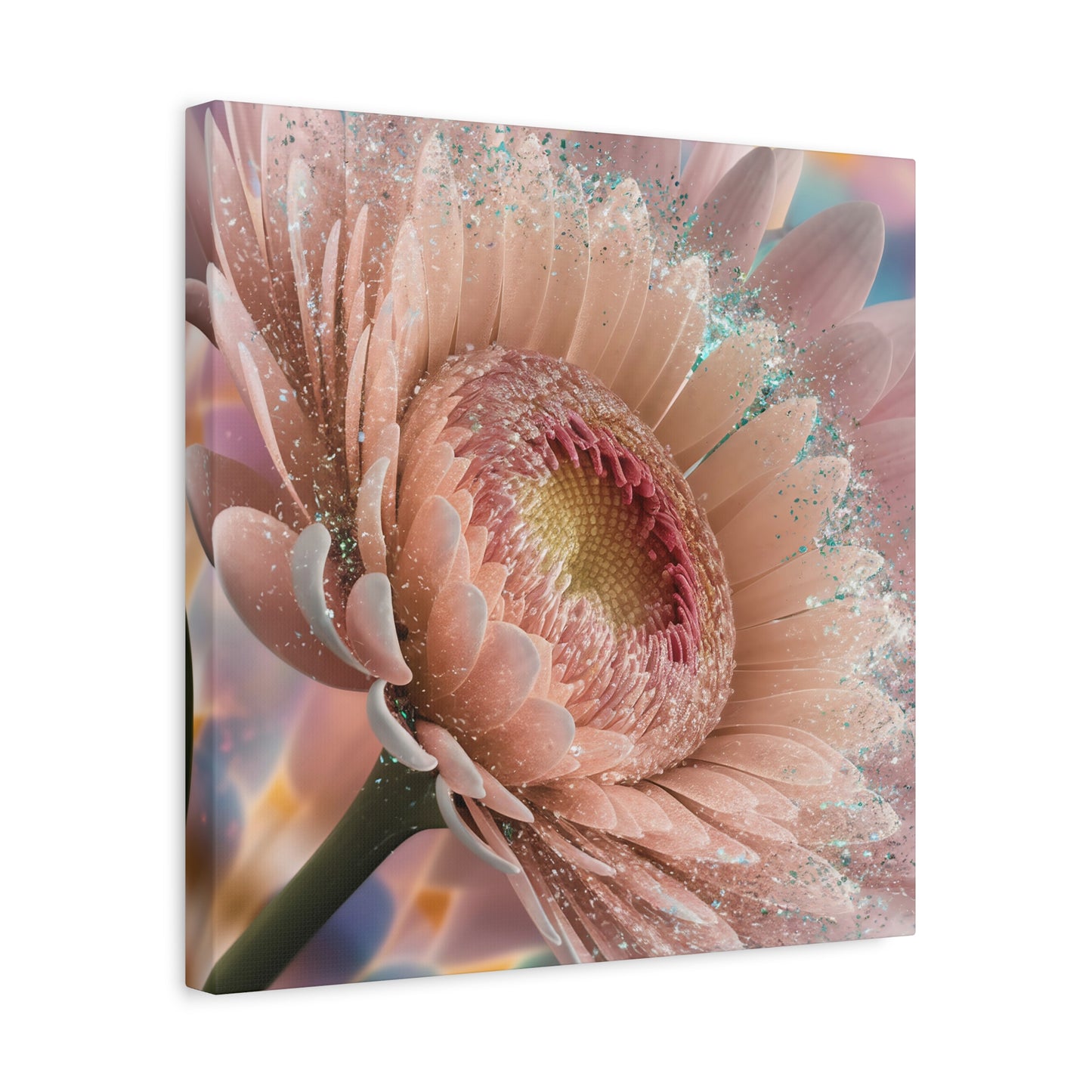 Glitter Pink Flower Canvas Wall Art