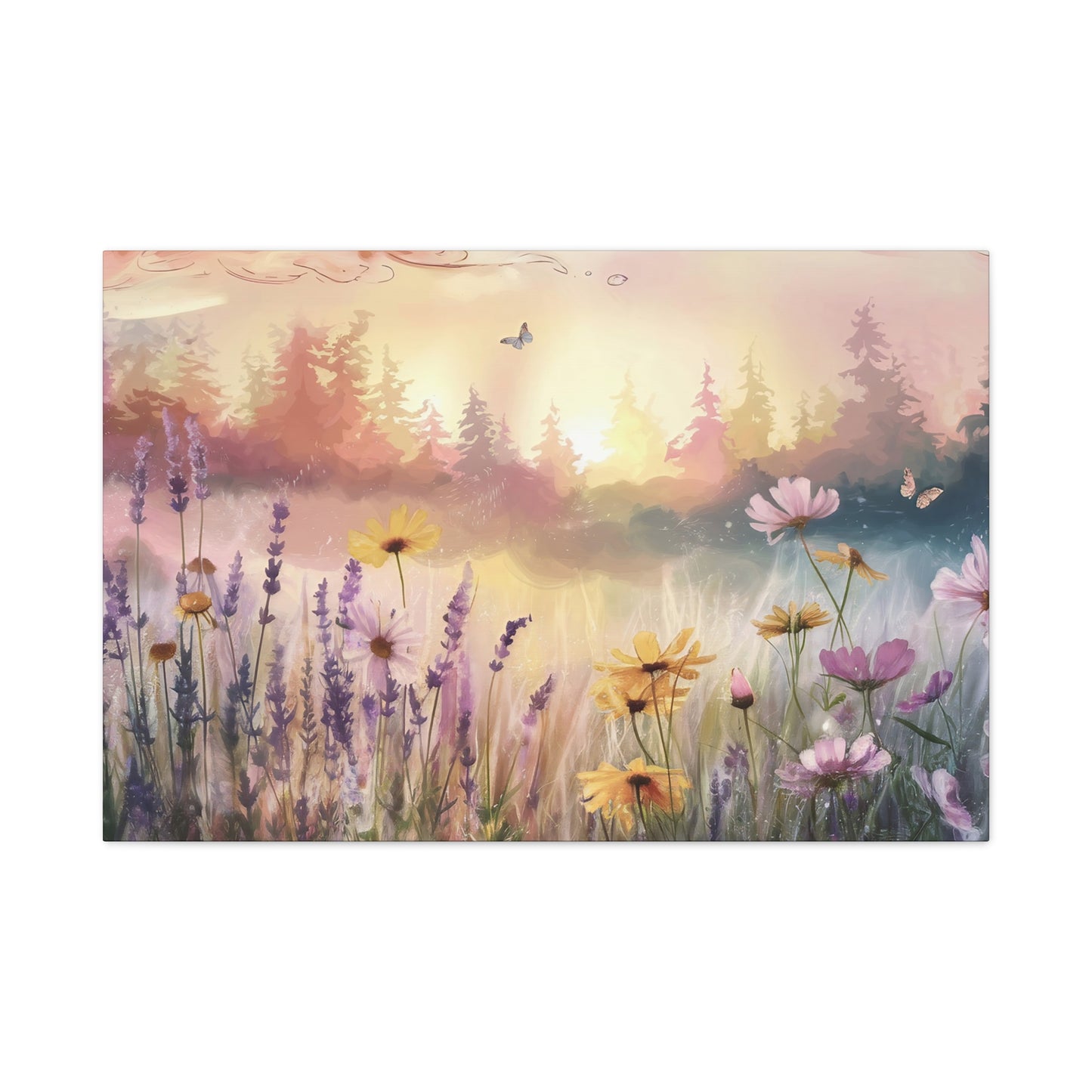 Dreamy Wildflower Meadow at Dawn Canvas Print