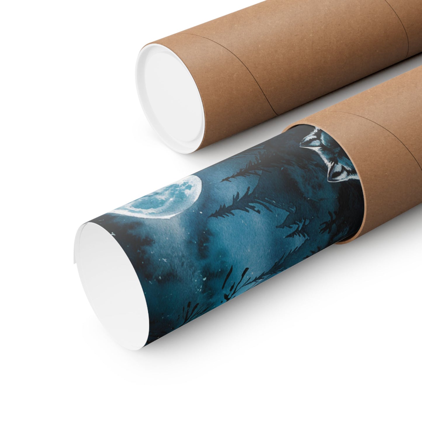 Wolf At Night Watercolor Poster