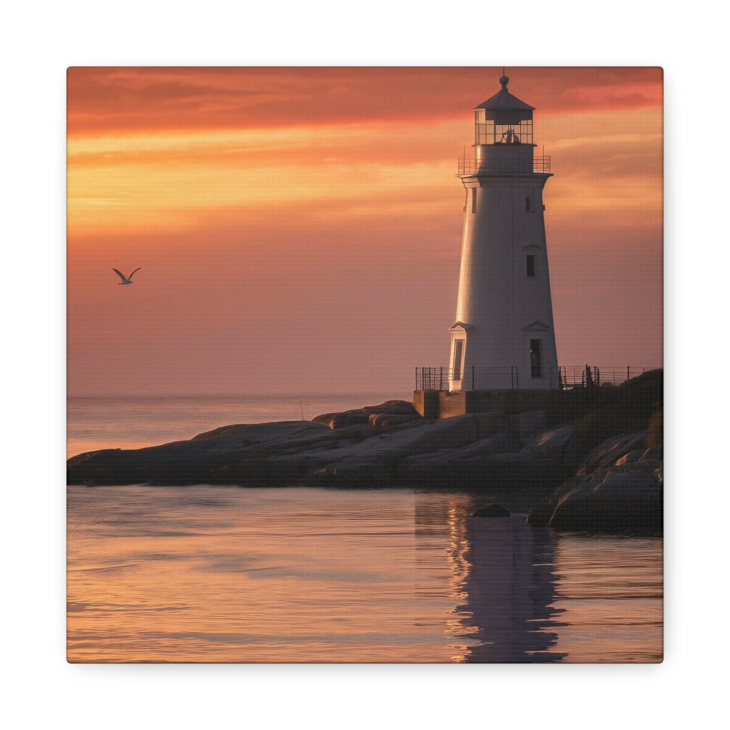 Lighthouse Sunset Canvas Wall Art