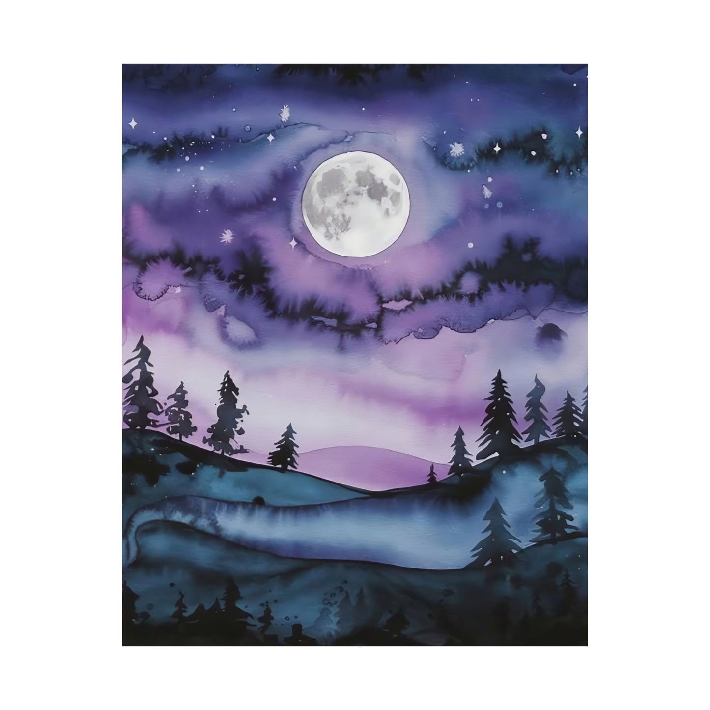 Full Moon Night Sky Poster