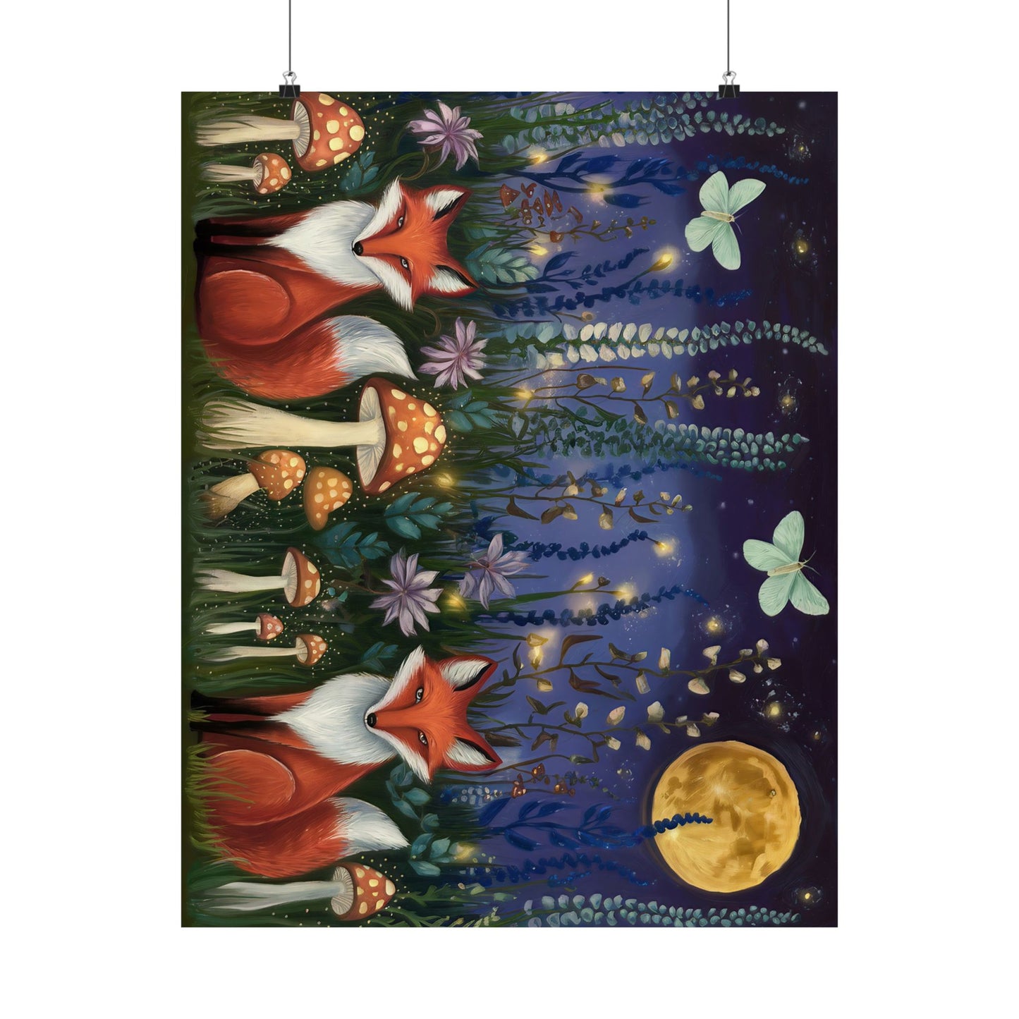 Midnight Woodland Folk Art Poster