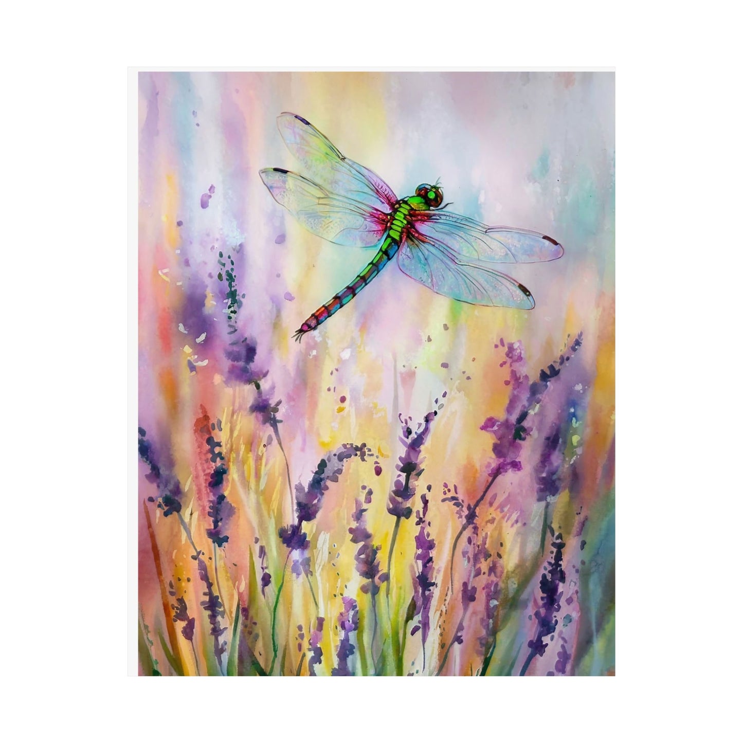 Flowers With Dragonfly Poster