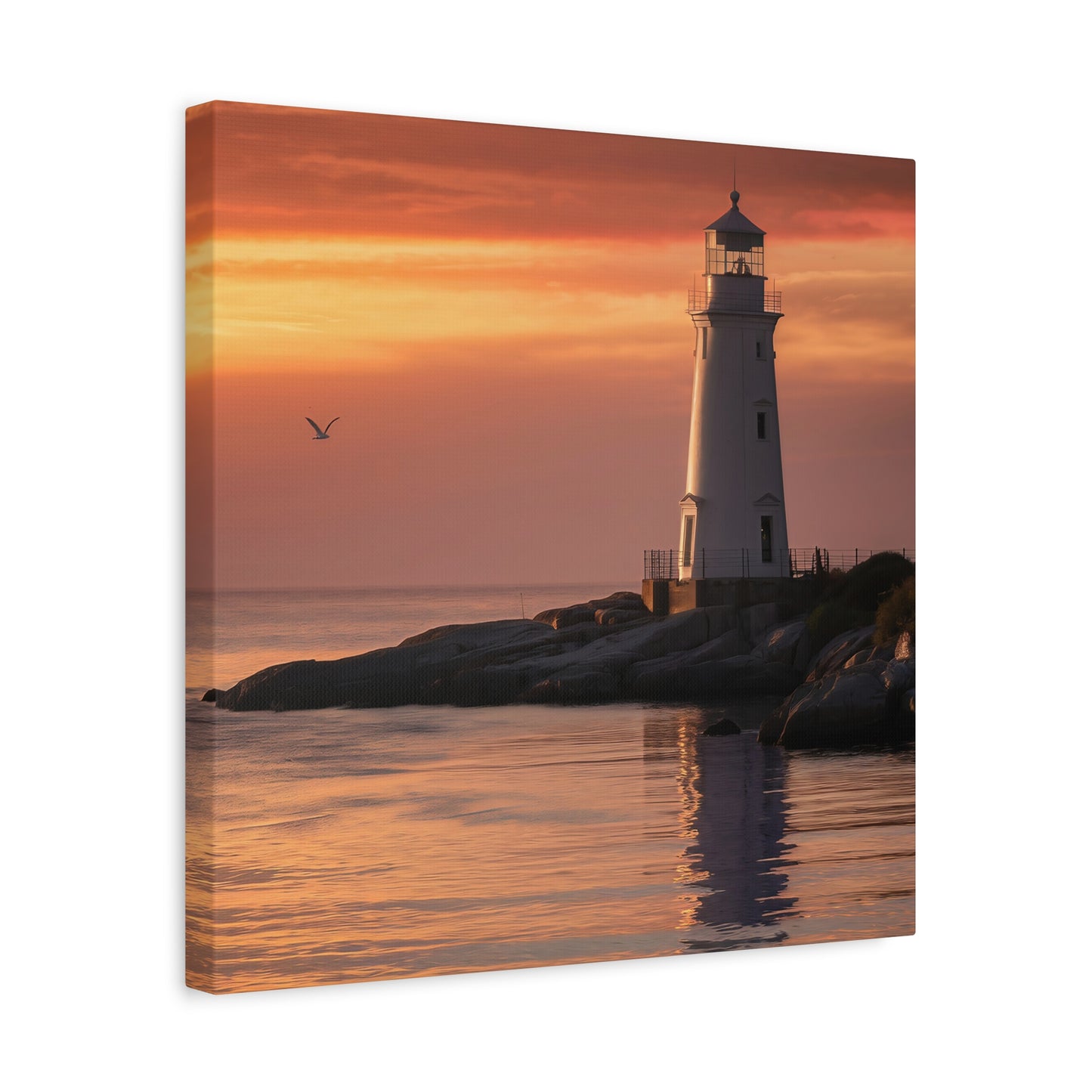 Lighthouse Sunset Canvas Wall Art