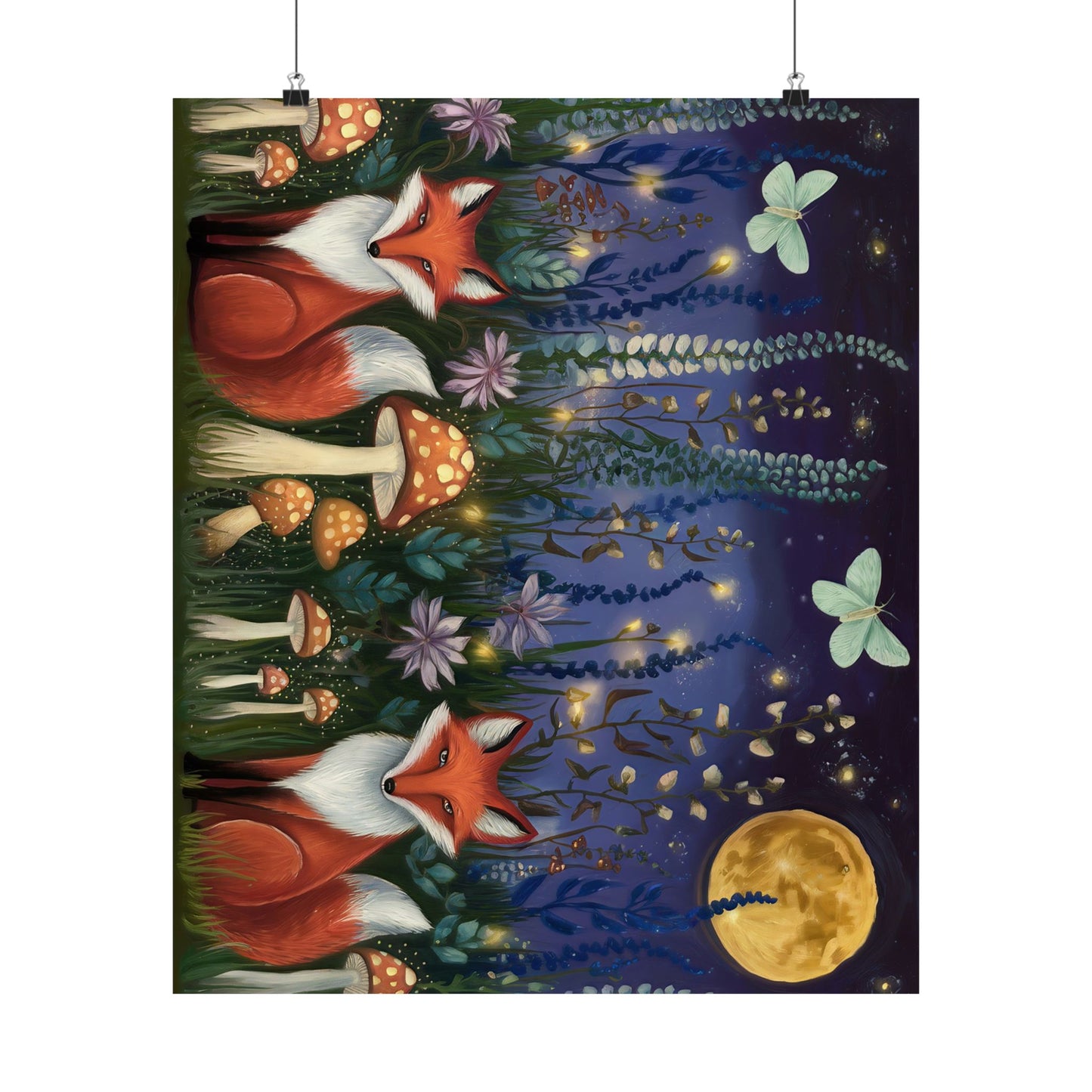 Midnight Woodland Folk Art Poster