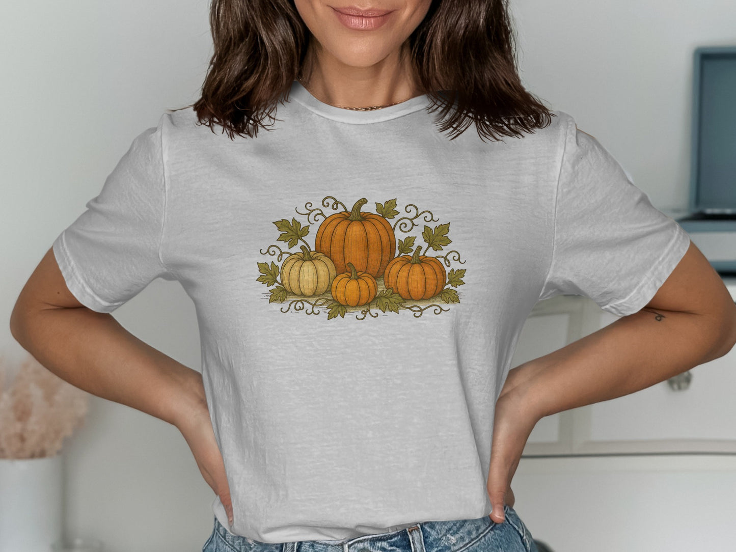 Cute Autumn Pumpkins Graphic Printed T-shirt product