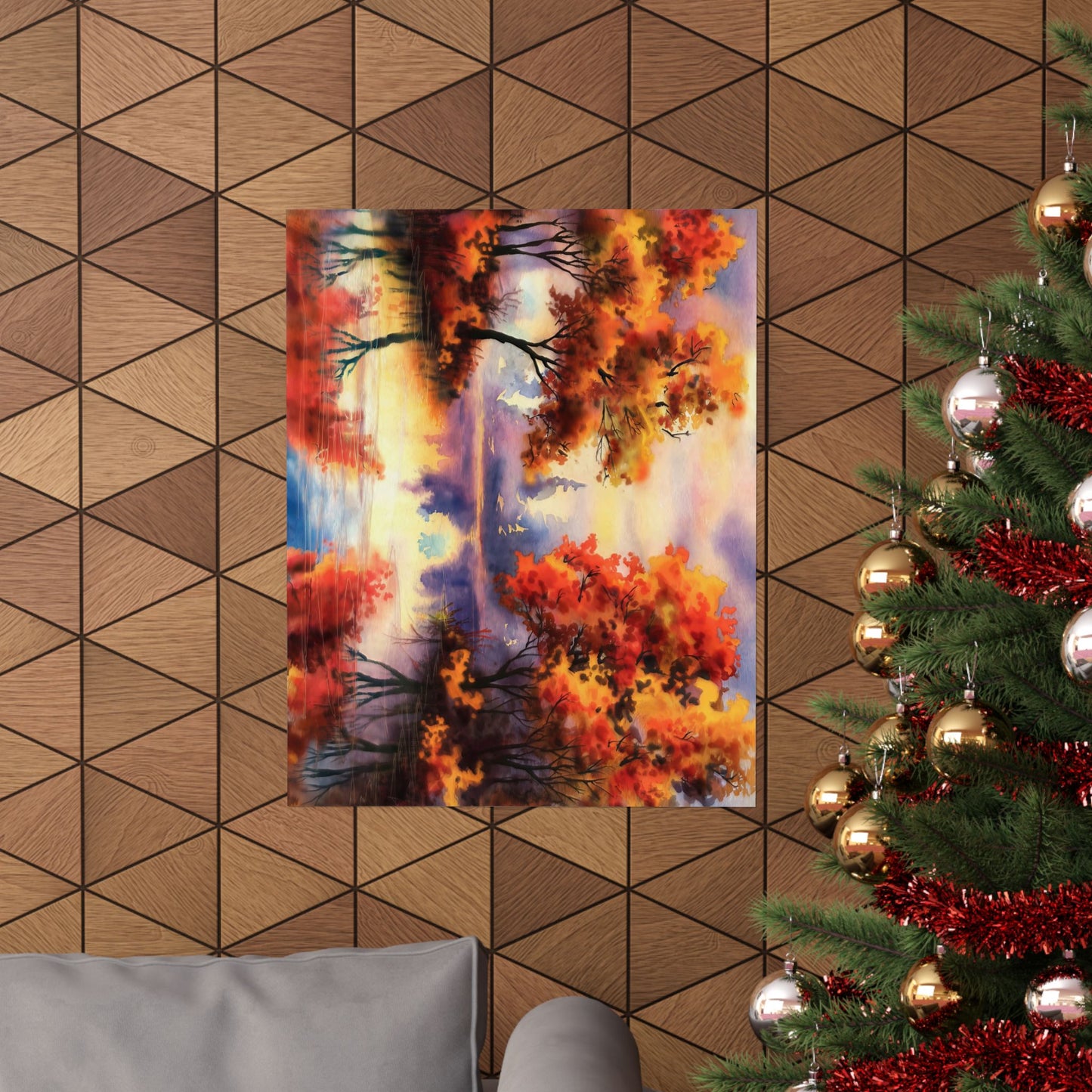 Fall Pond Watercolor Poster